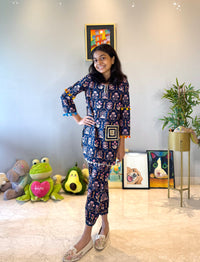 Blue Printed Kurta Set