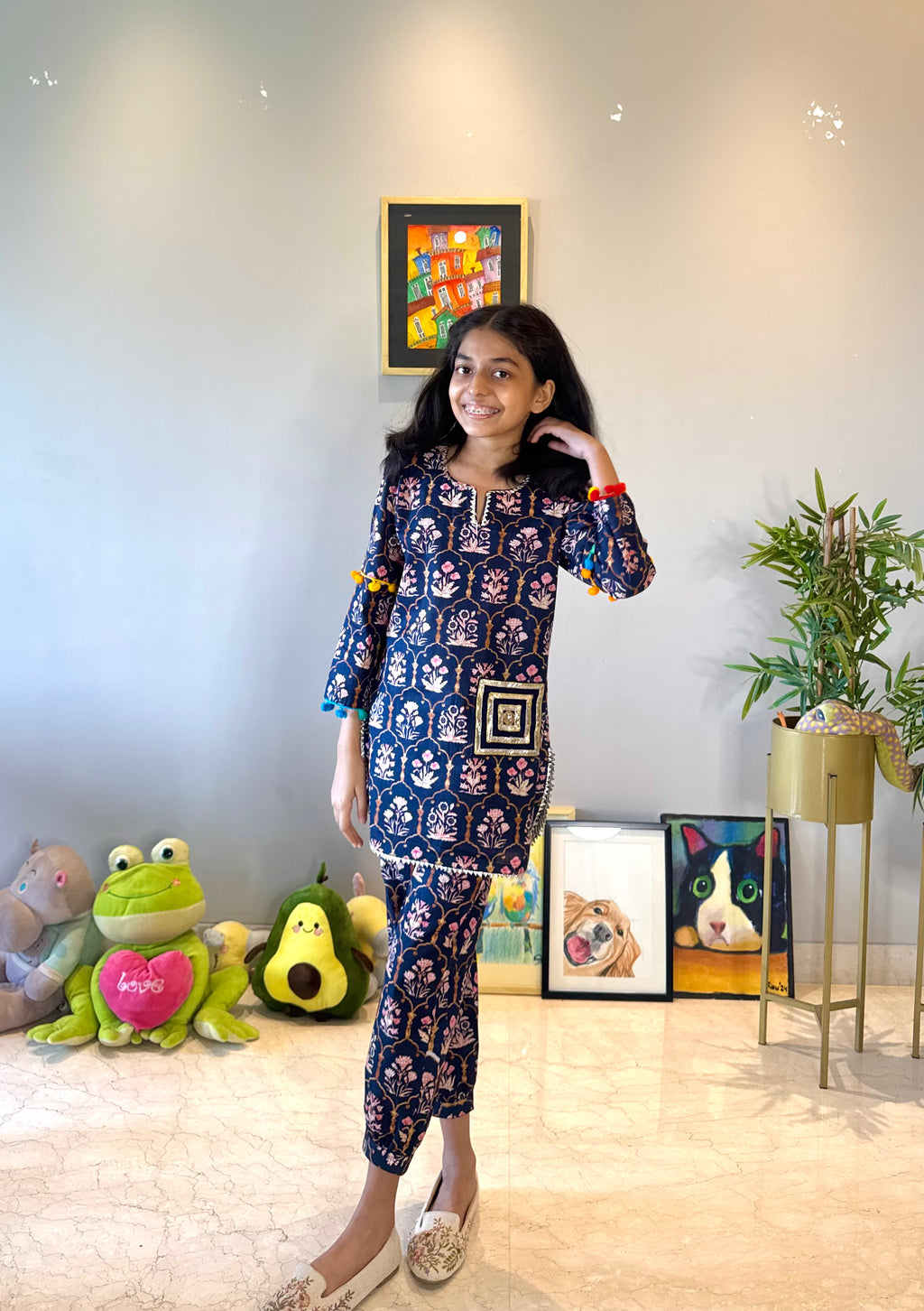 Blue Printed Kurta Set
