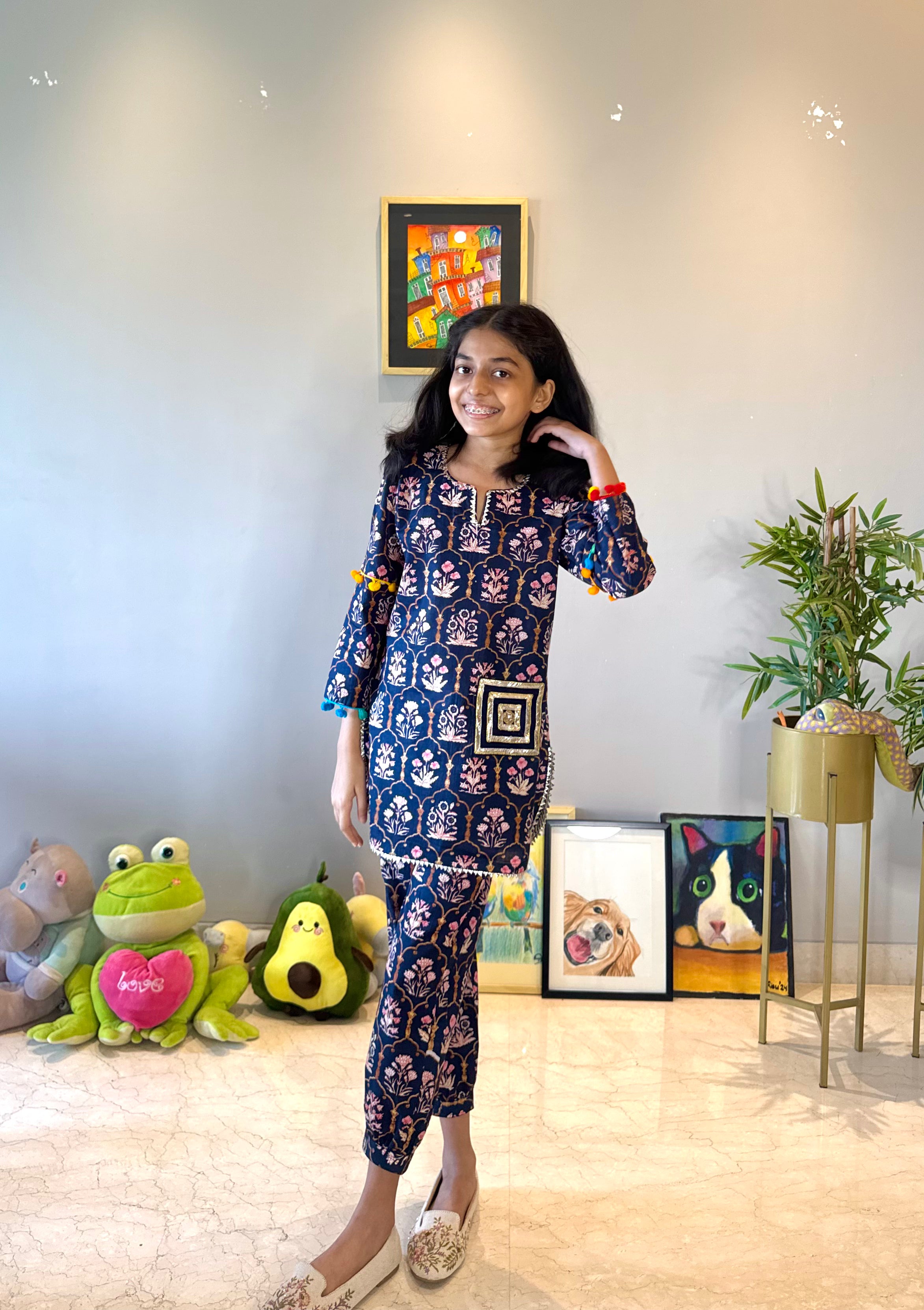 Blue Printed Kurta Set