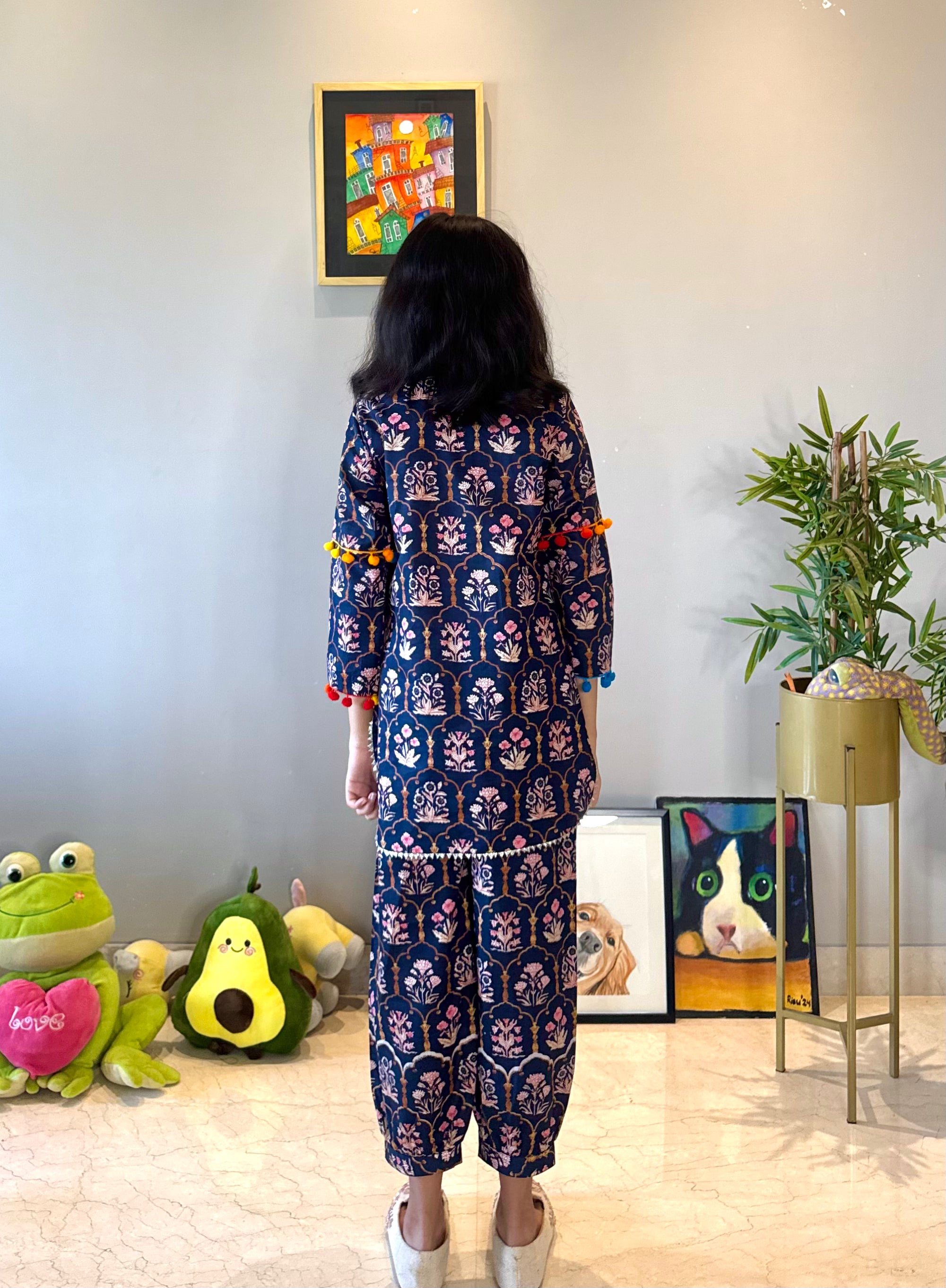 Blue Printed Kurta Set