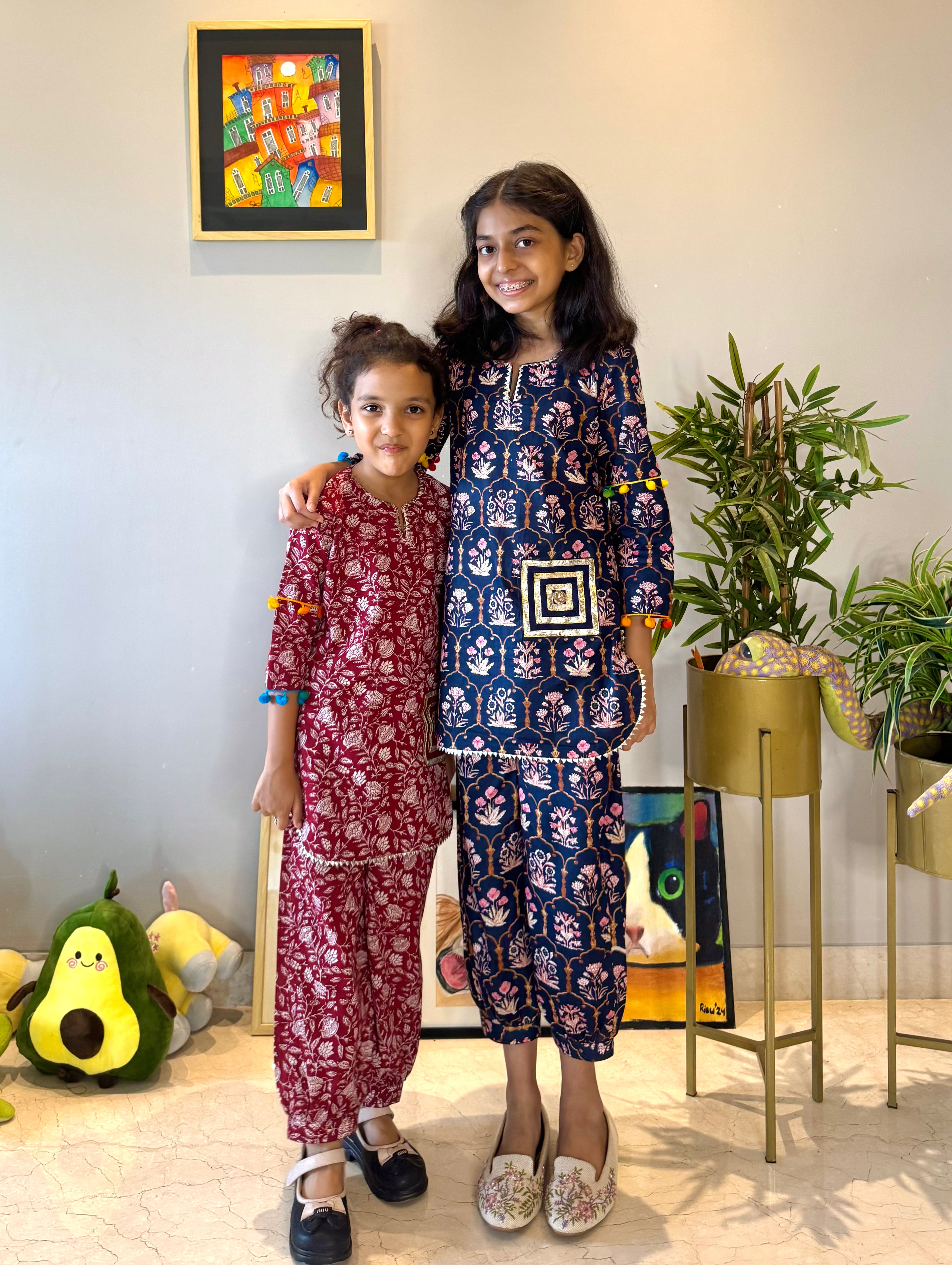 Blue Printed Kurta Set