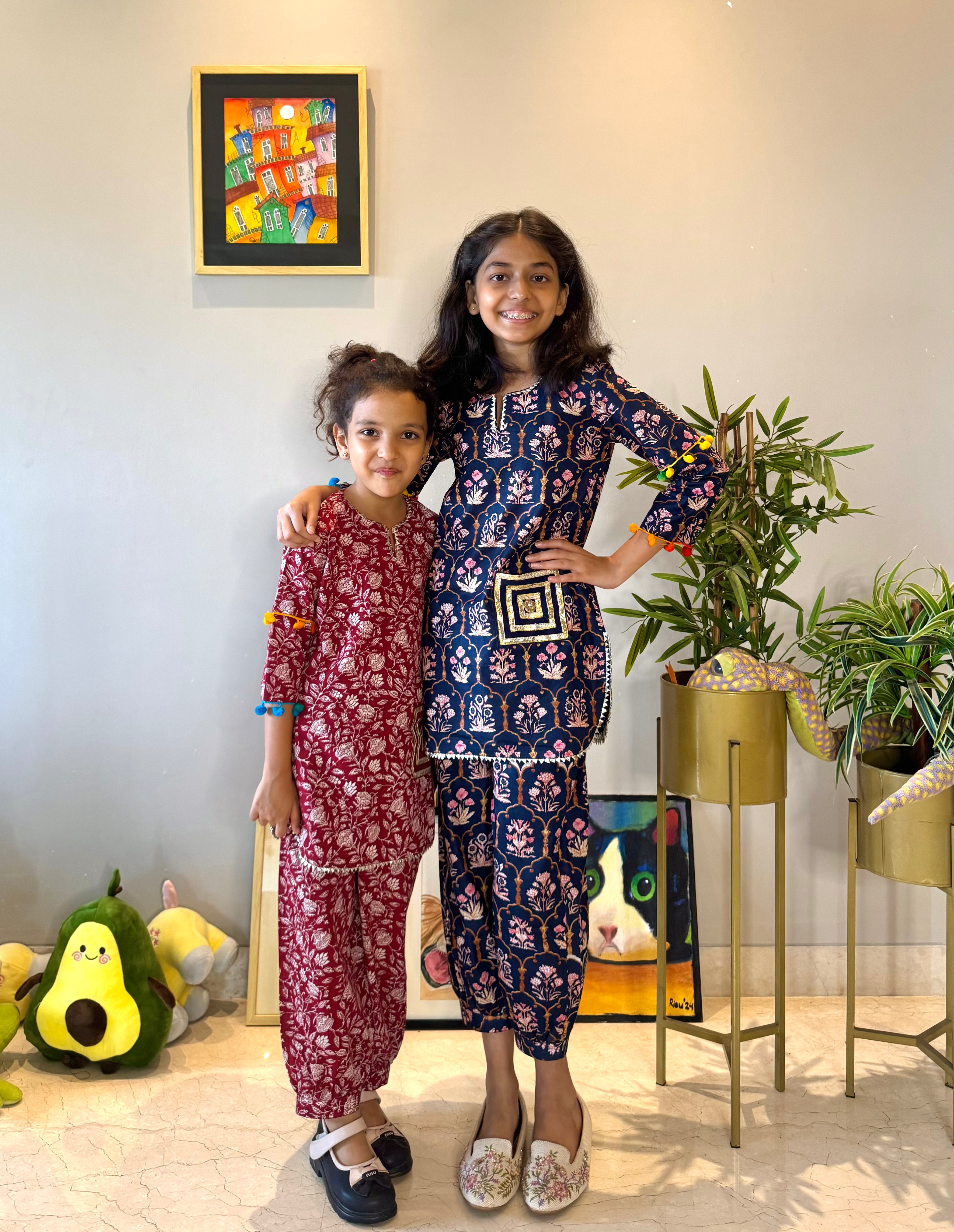 Red Printed Kurta Set