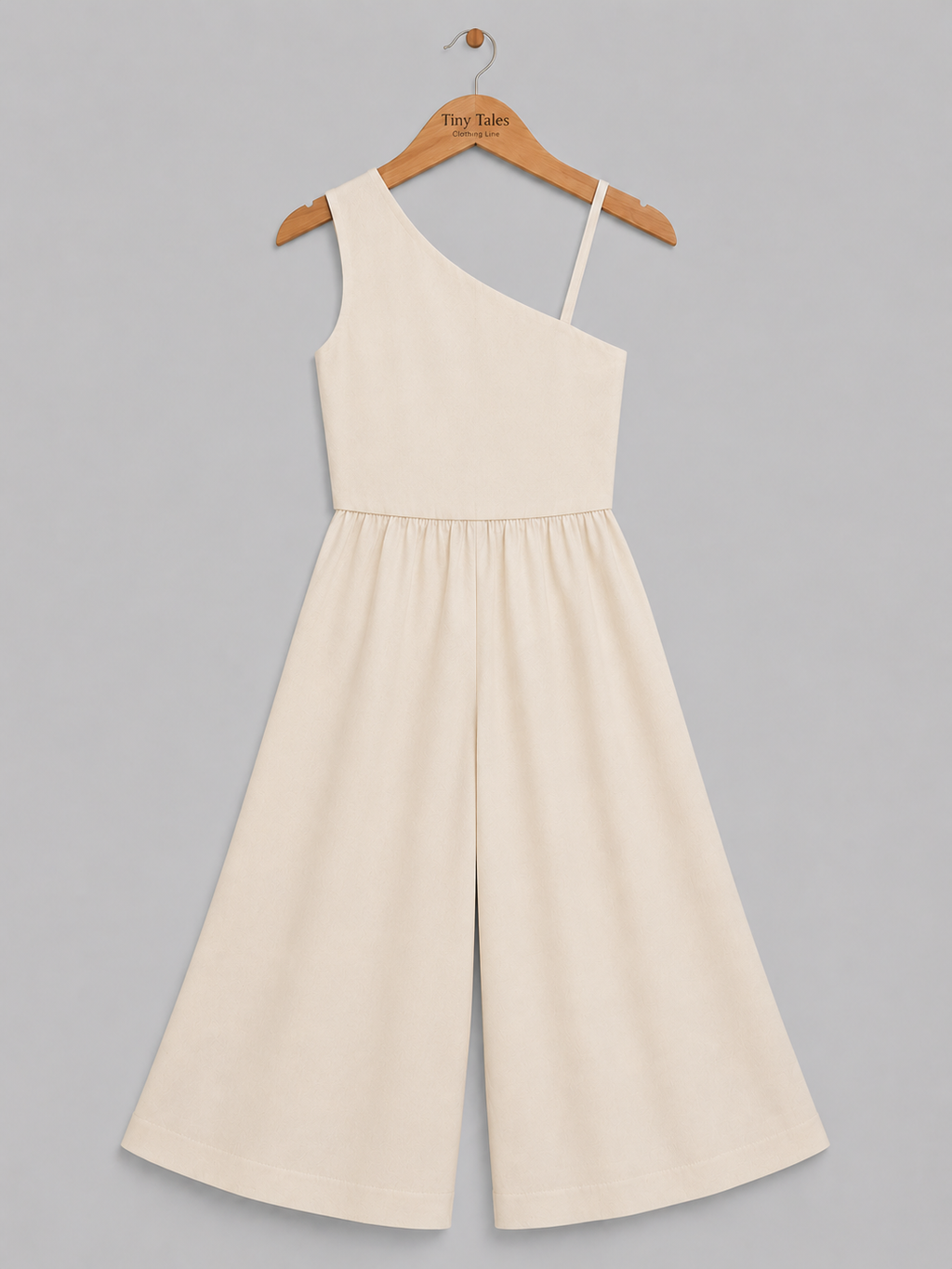 Off White Safari Theme Crop Top With Flared Pants