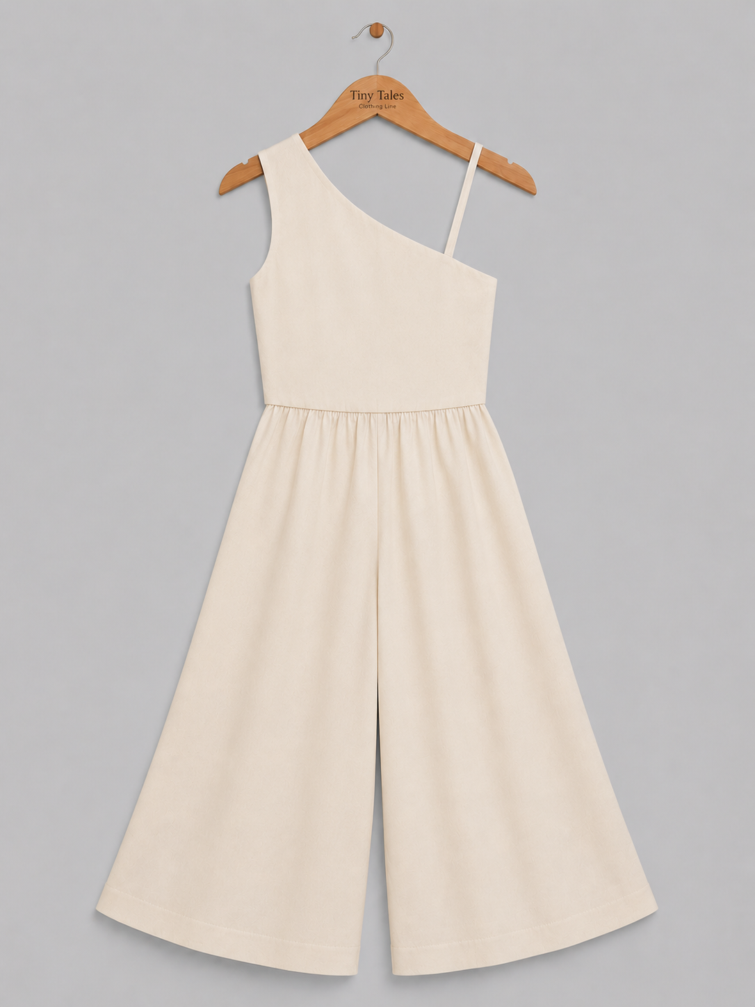 Off White Safari Theme Crop Top With Flared Pants