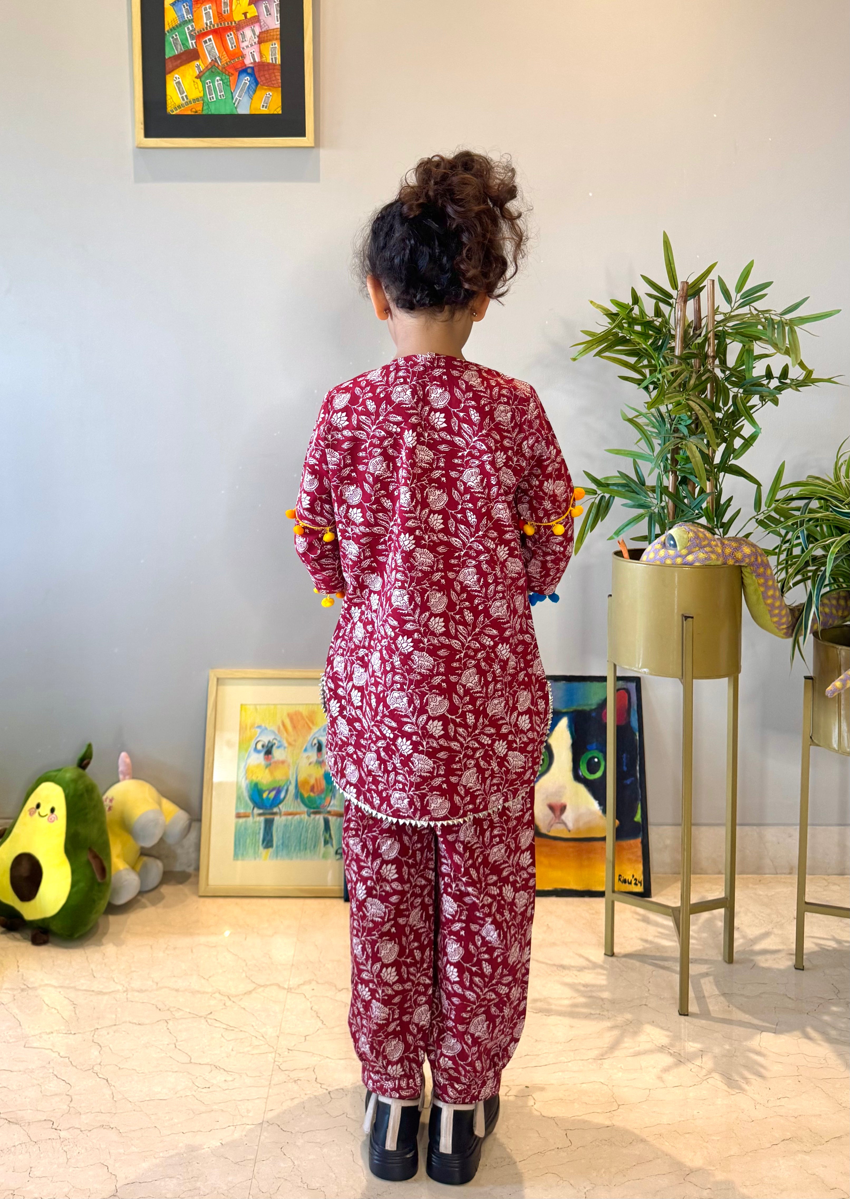 Red Printed Kurta Set