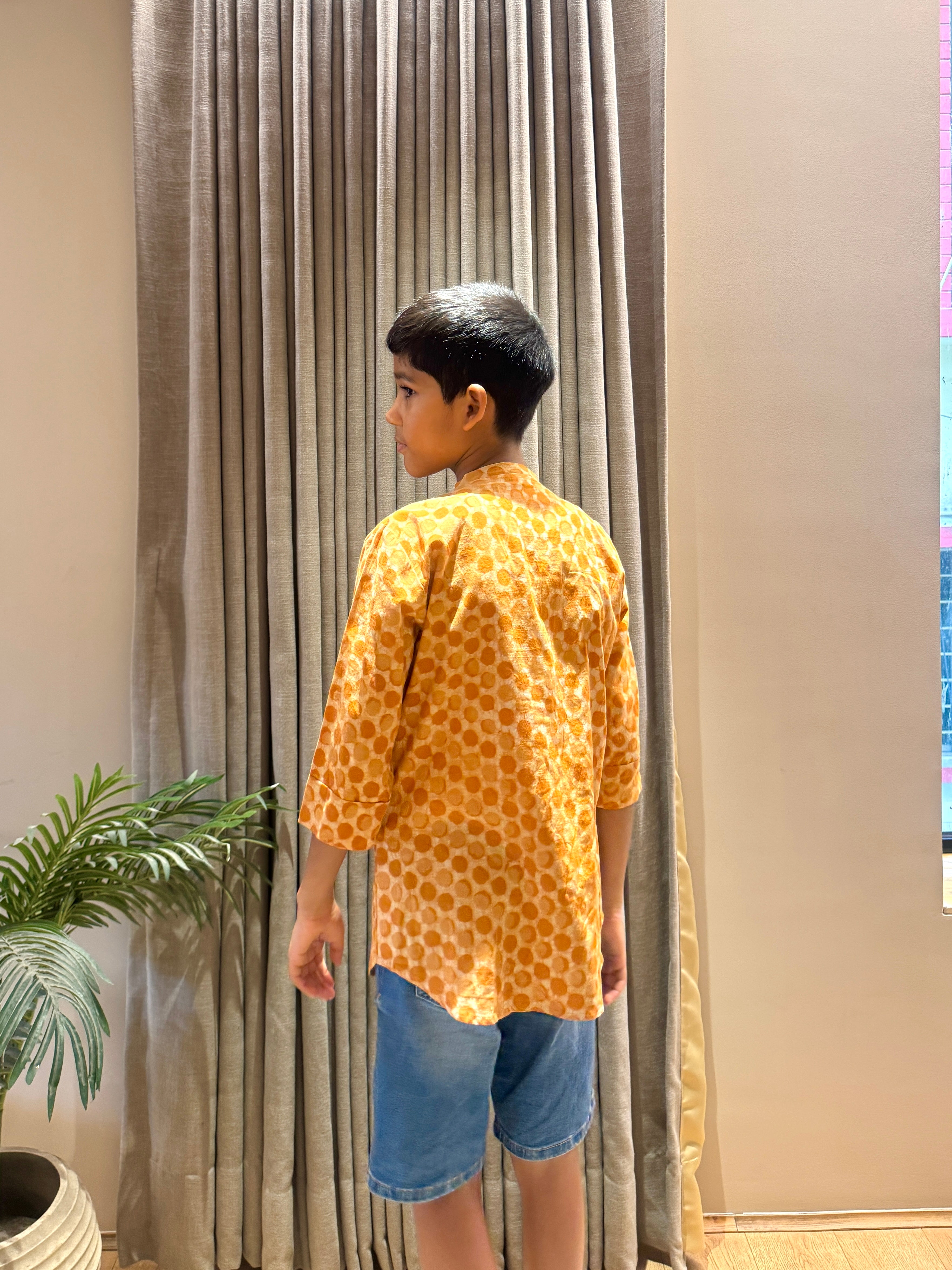 Orange Dabu Flap Shirt