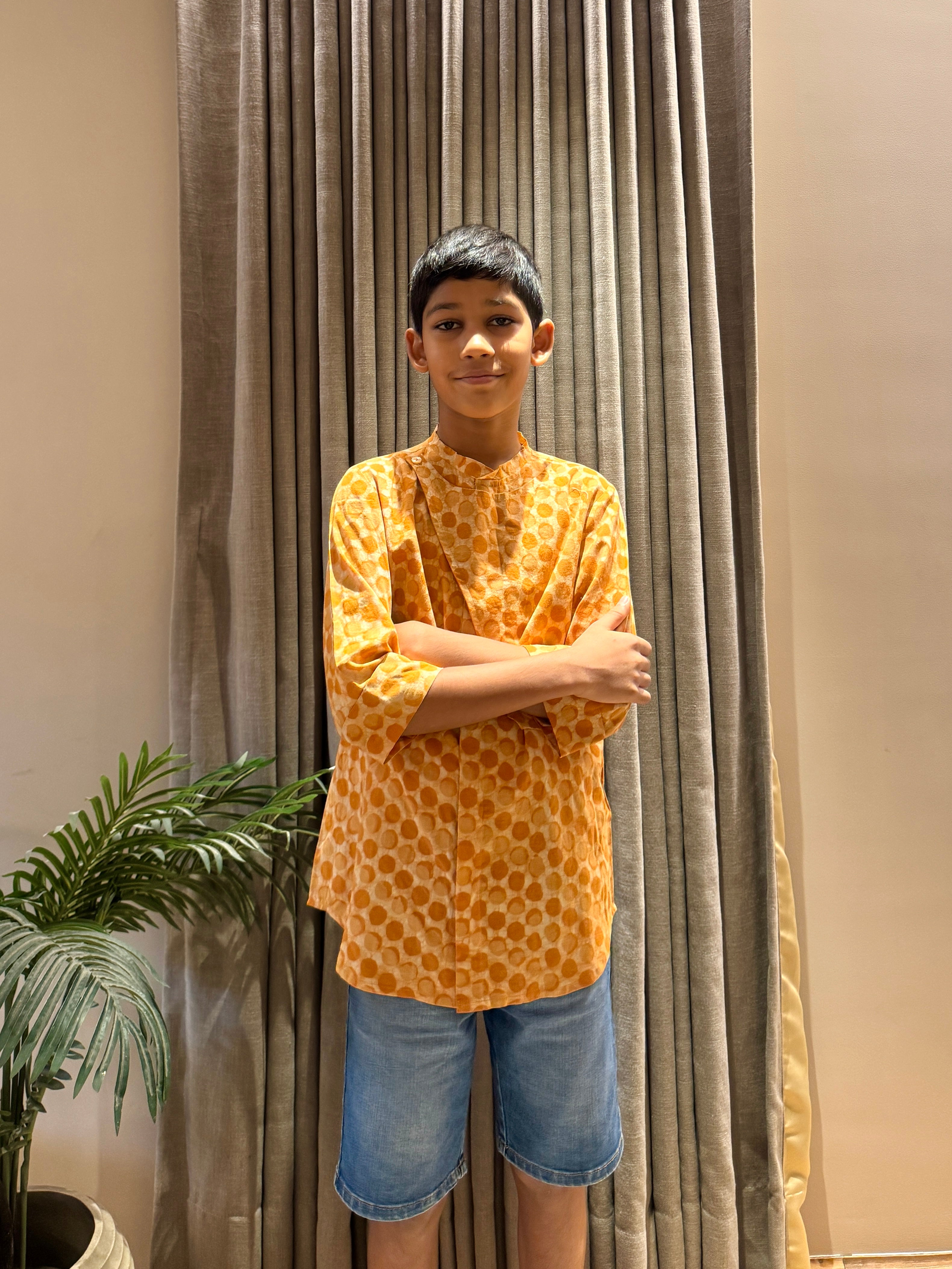 Orange Dabu Flap Shirt