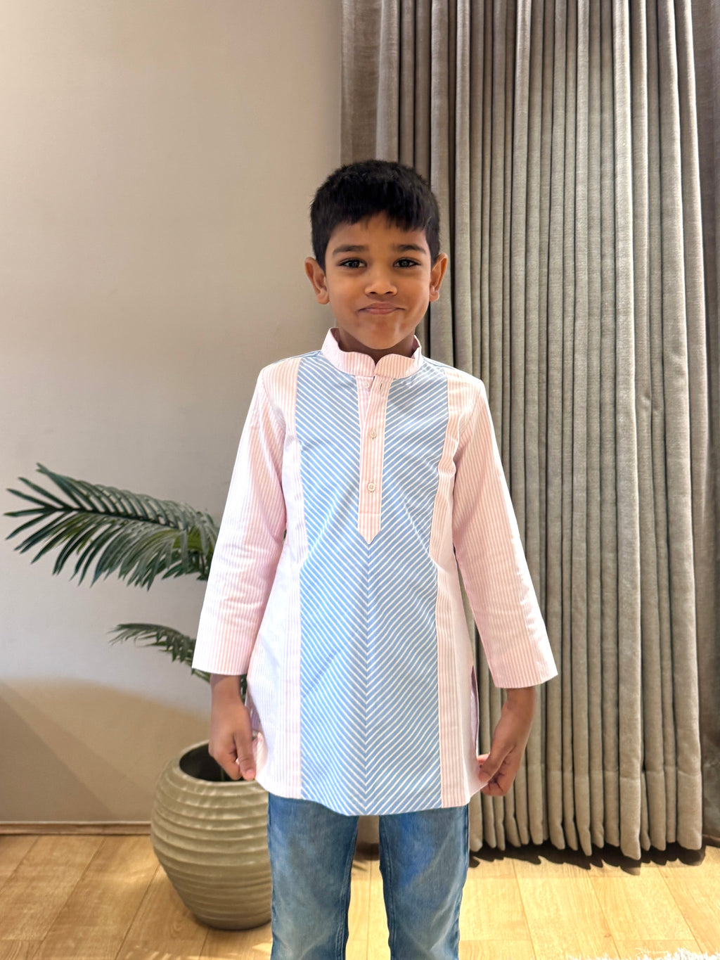 Pink & Blue Stripes Kurta