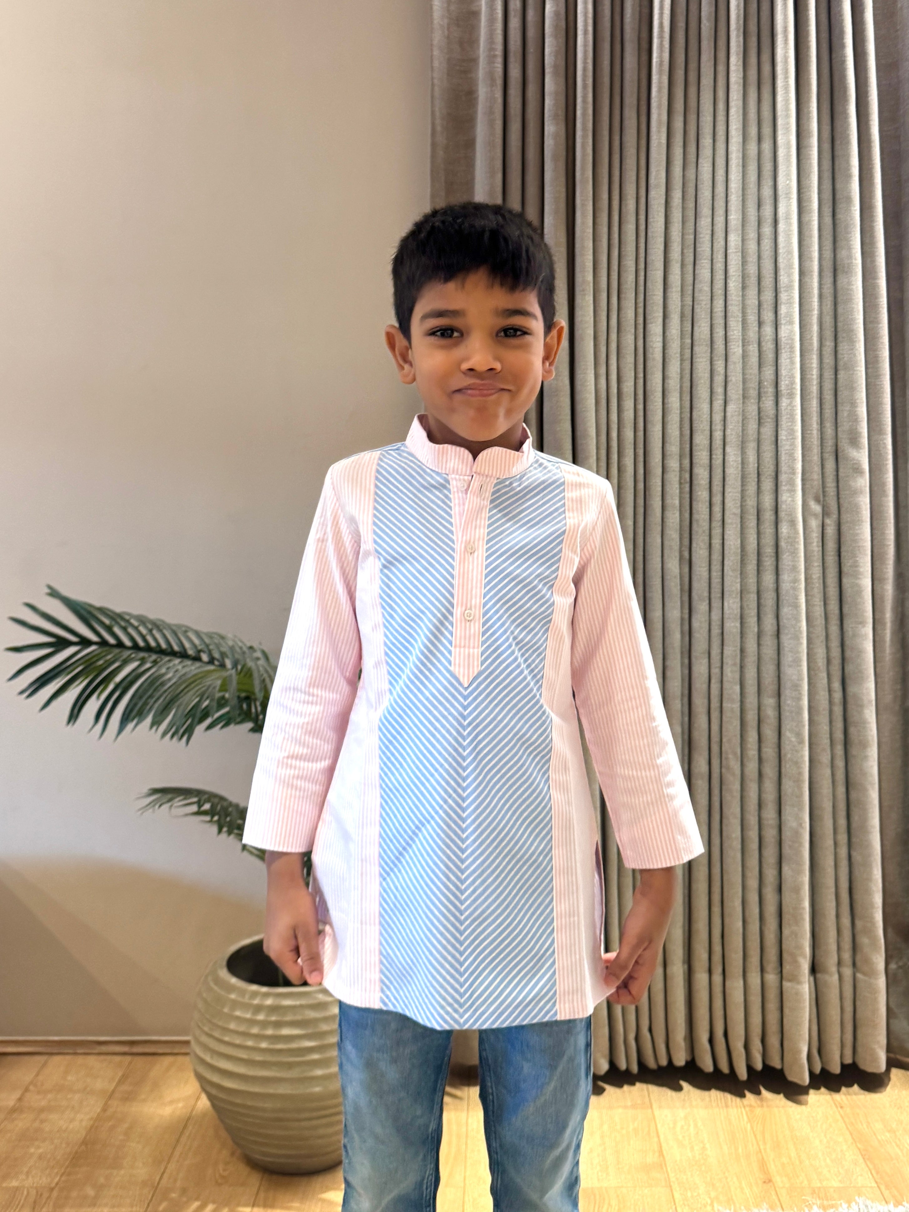 Pink & Blue Stripes Kurta