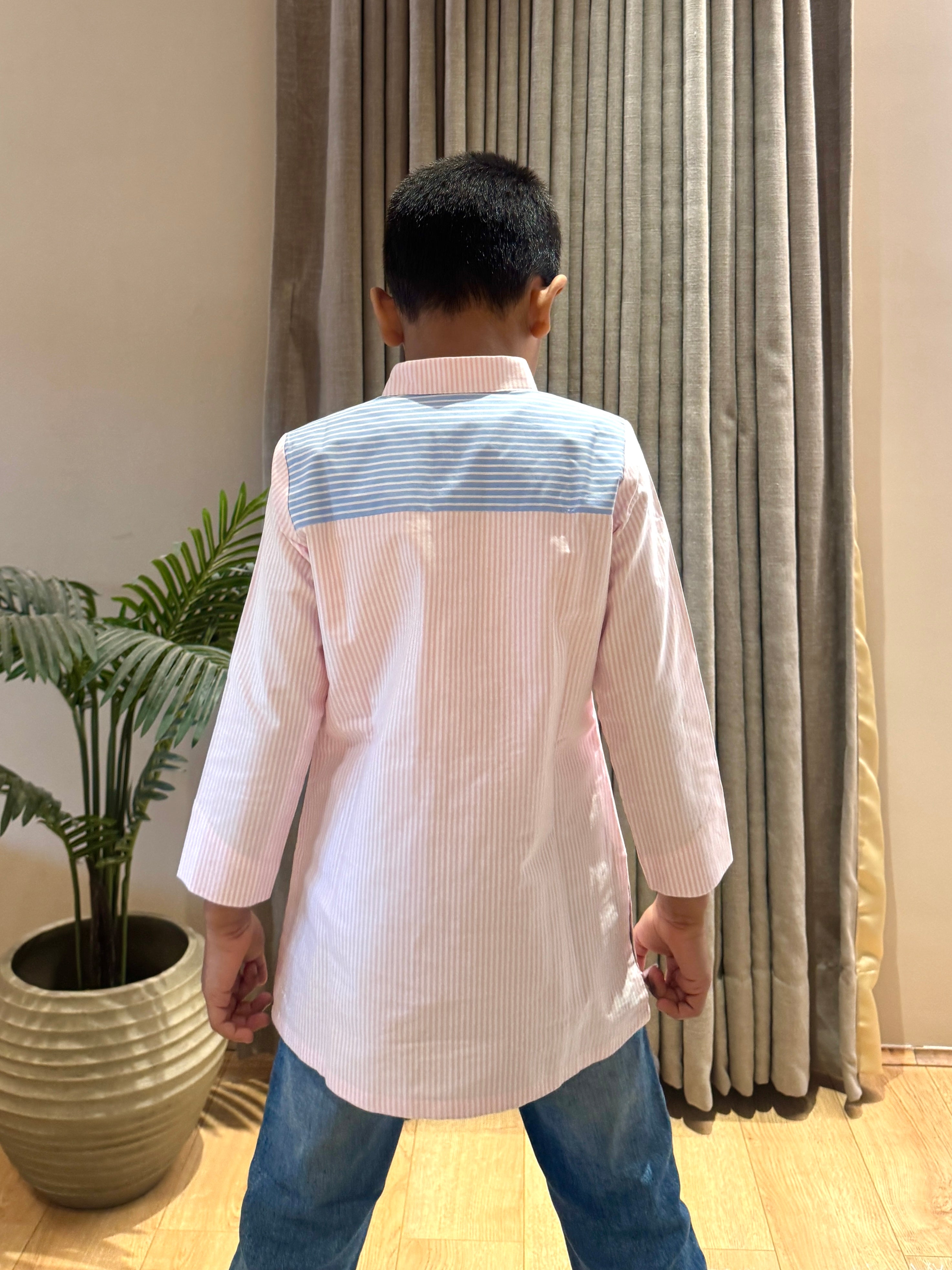 Pink & Blue Stripes Kurta