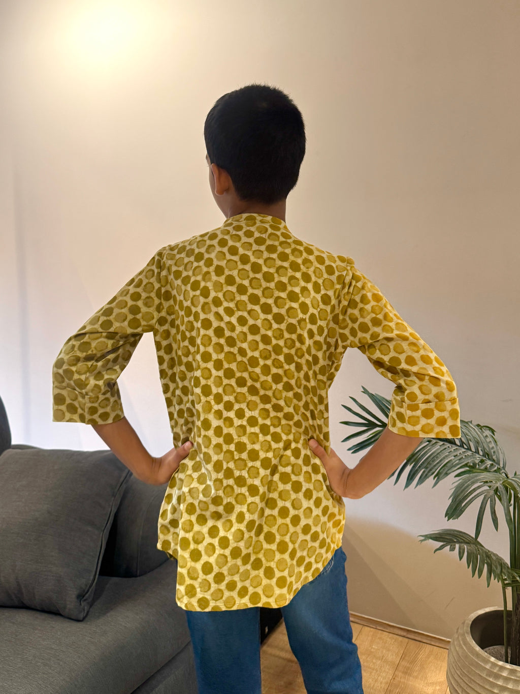Green Dabu Flap Kurta With Motif