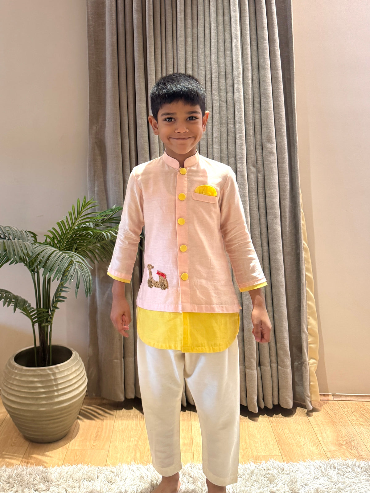 Pink and Yellow Scooty Kurta Set