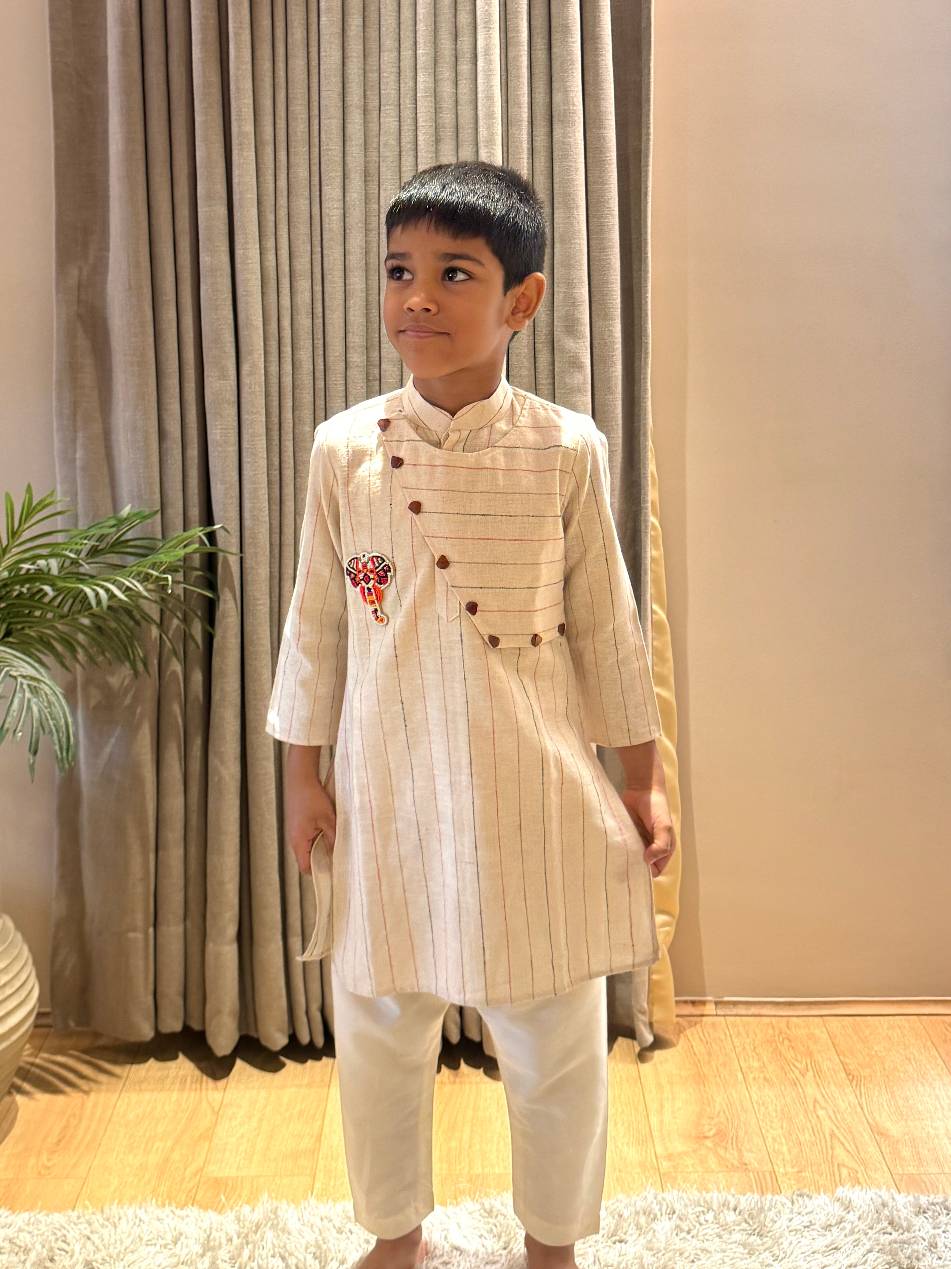 Kora Flap Kurta with Embroidery Motif