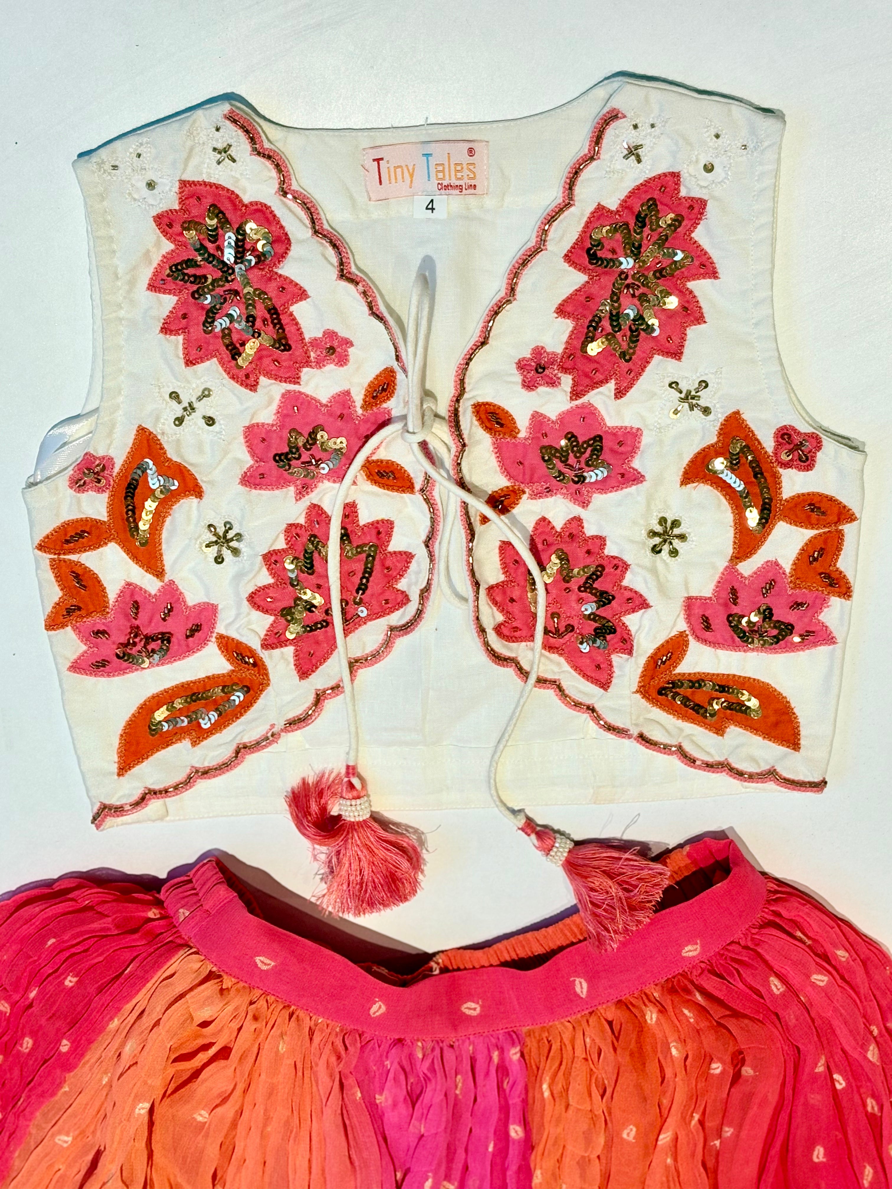 Embellished Waistcoat with Bandhni Pants