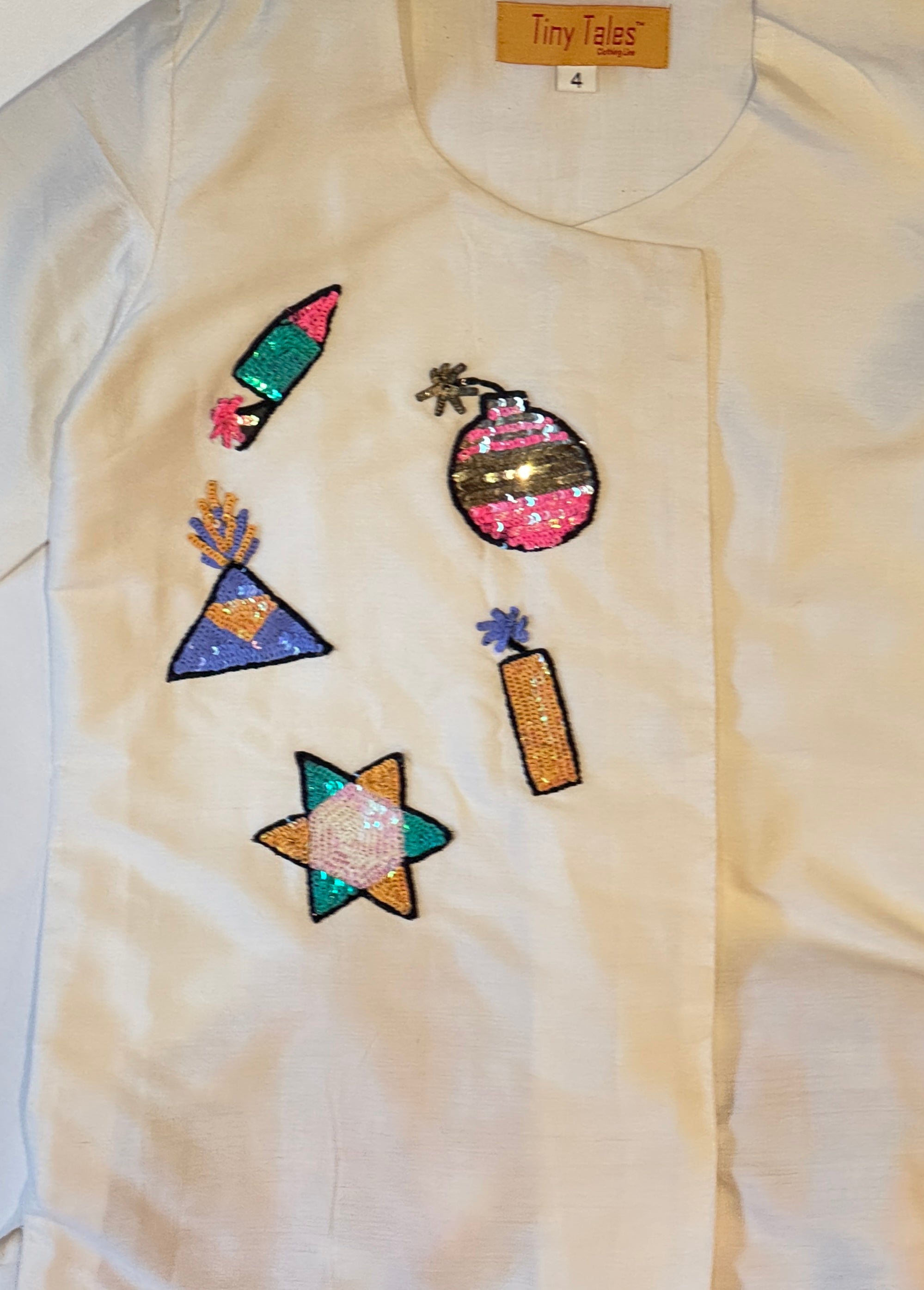 Cotton Silk Kurta with Pataka Motifs and Dhoti