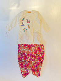 Cotton Silk Kurta with Pataka Motifs and Dhoti