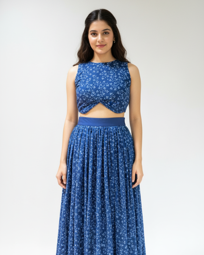 Midnight Blue Chikankari Lehenga Set
