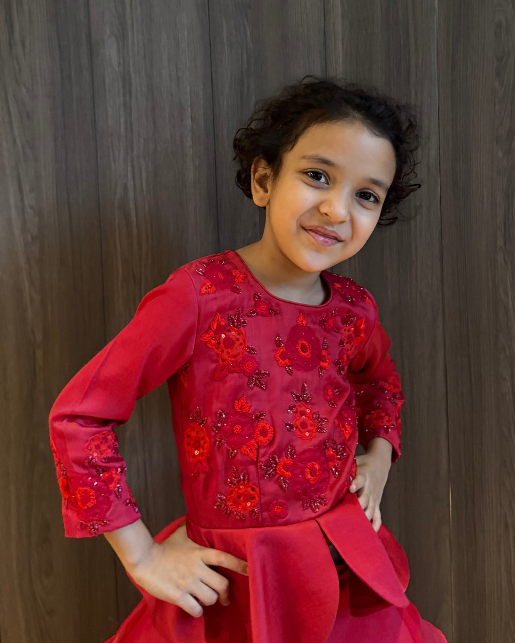 Red Peplum Top with Organza Skirt