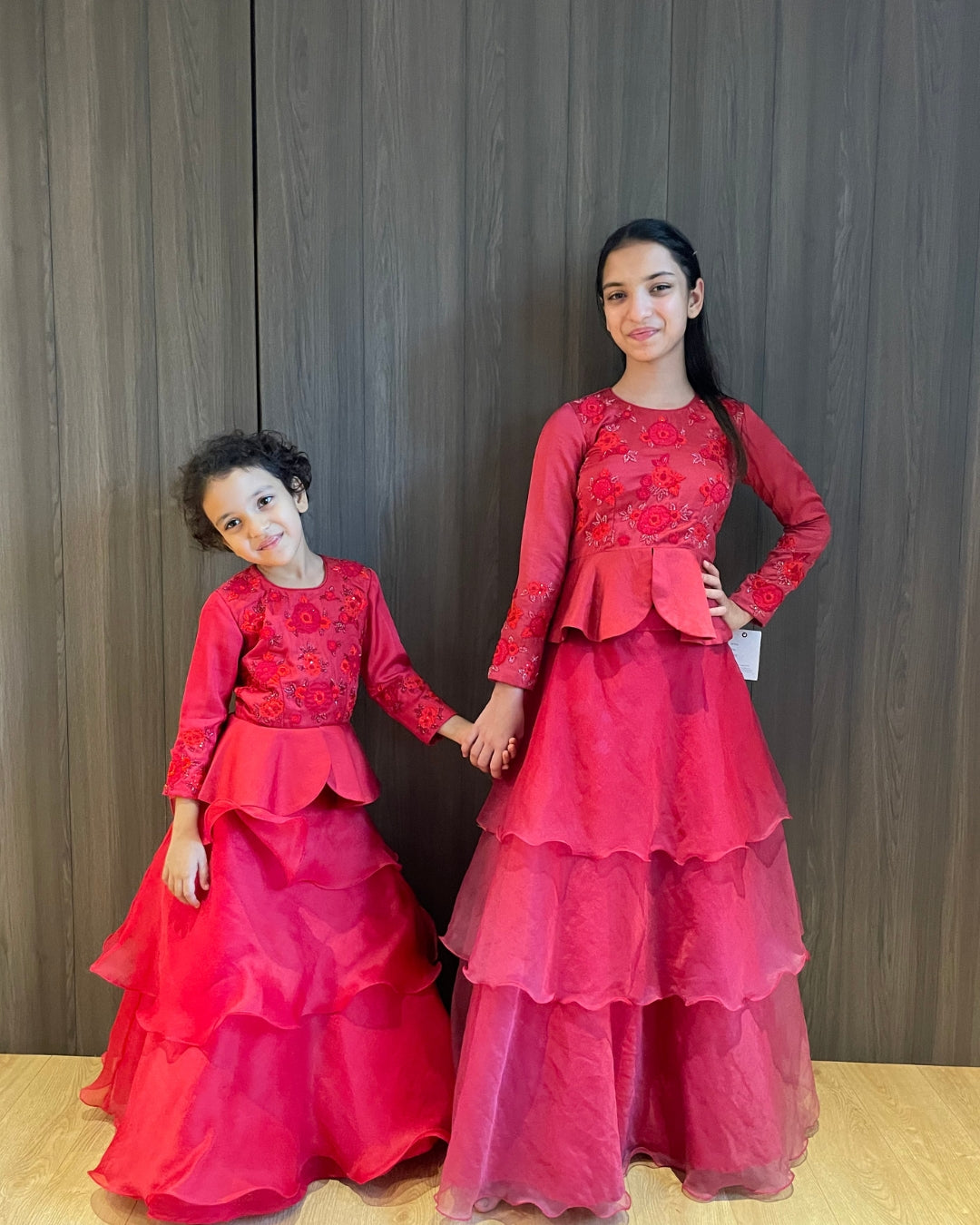 Red Peplum Top with Organza Skirt