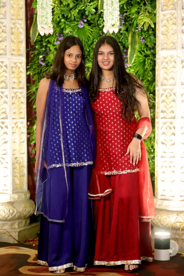 Embroidered Blue Brocade Kurta with Kali Pant & Dupatta