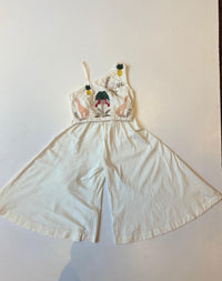 Off White Safari Theme Crop Top With Flared Pants