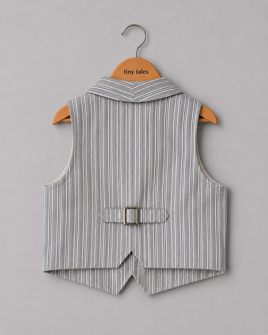 Grey Stripes Waistcoat With Shorts