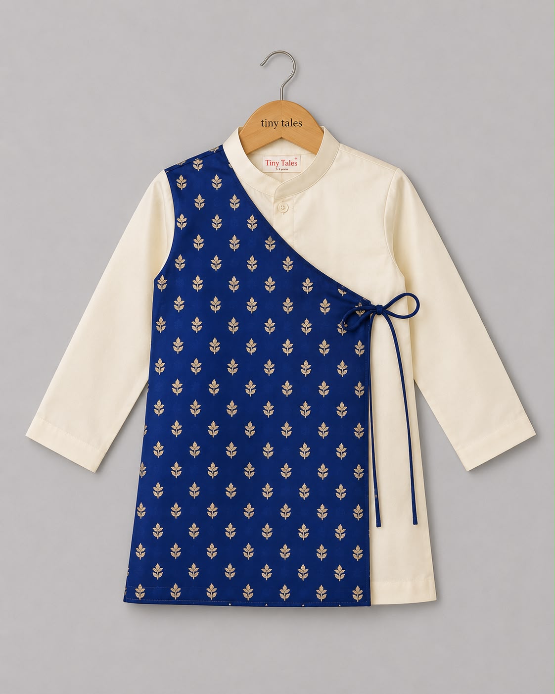 Cotton Silk Kurta With Brocade Flap