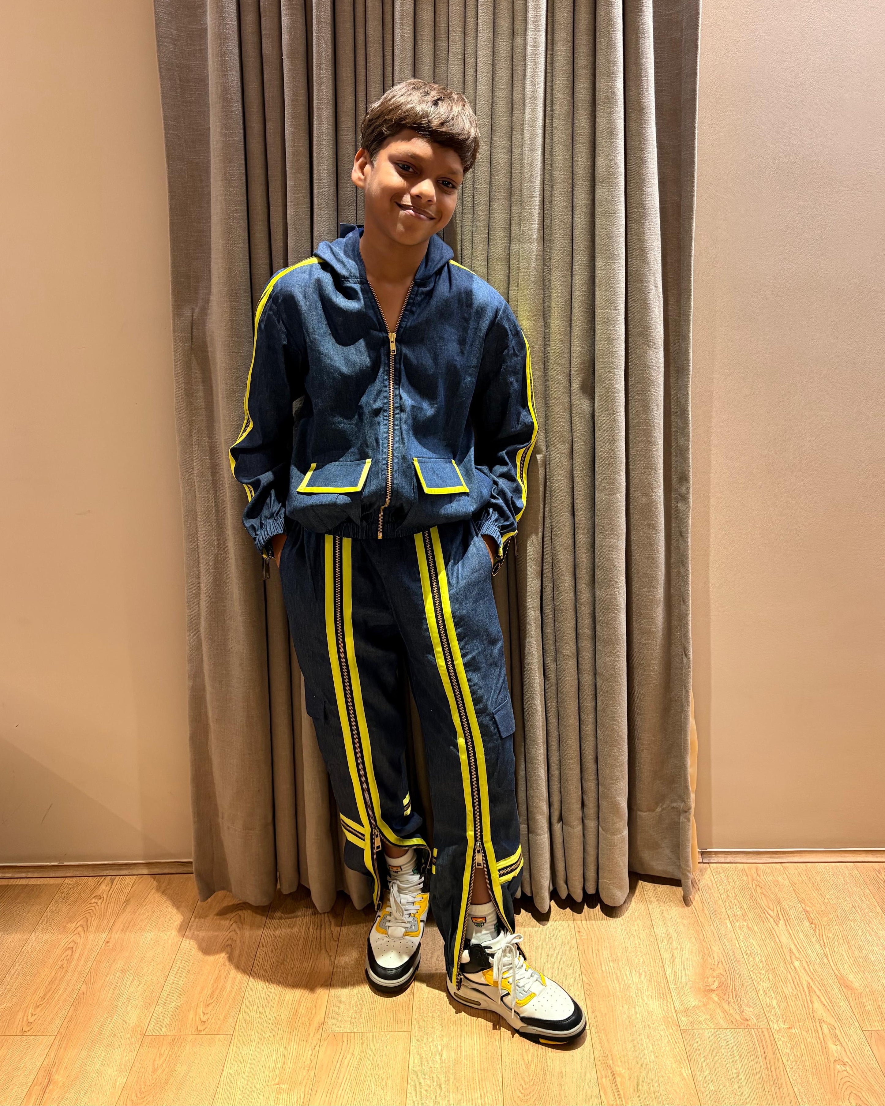 Denim Co-ord Set with Neon Piping
