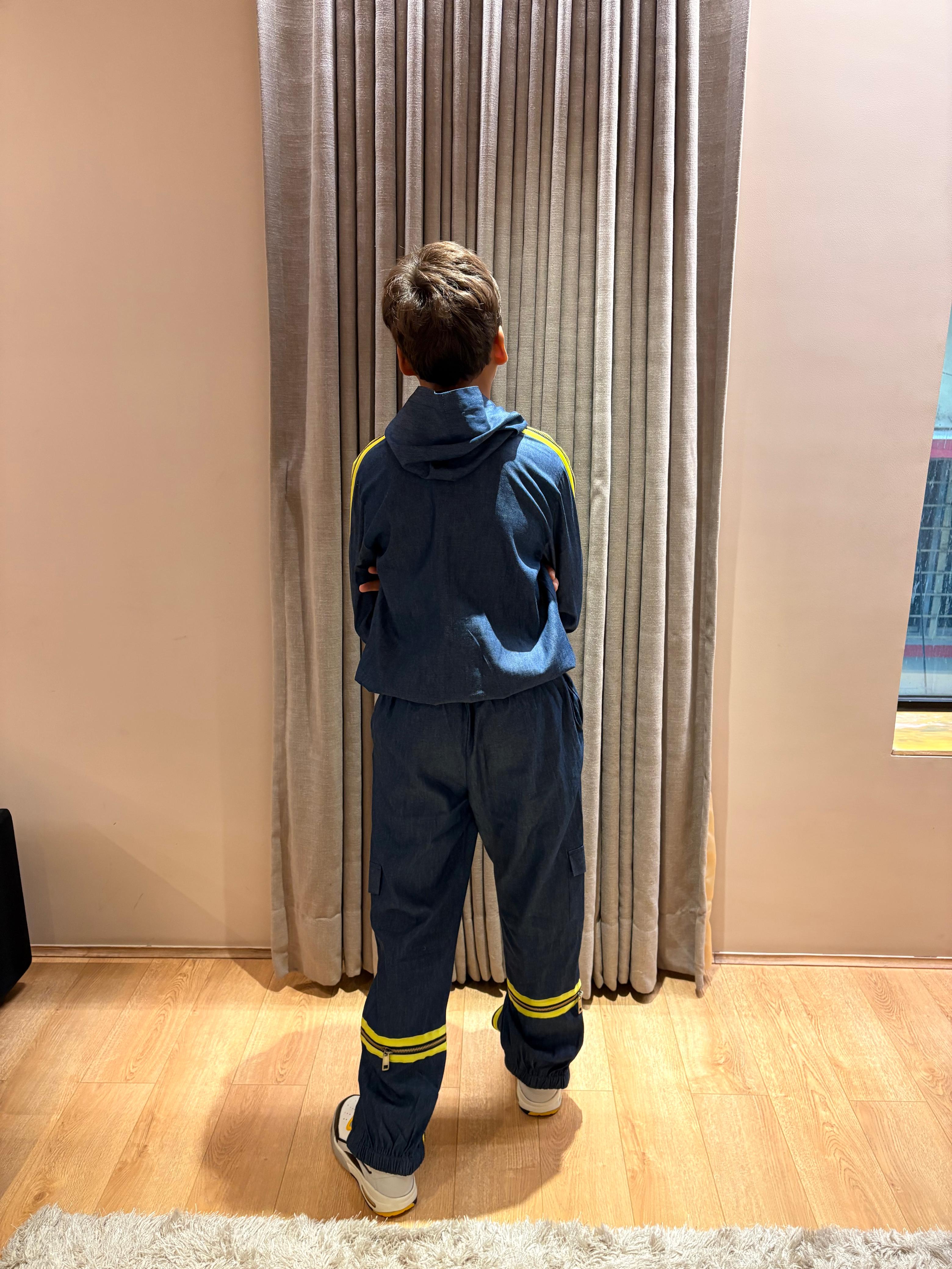 Denim Co-ord Set with Neon Piping