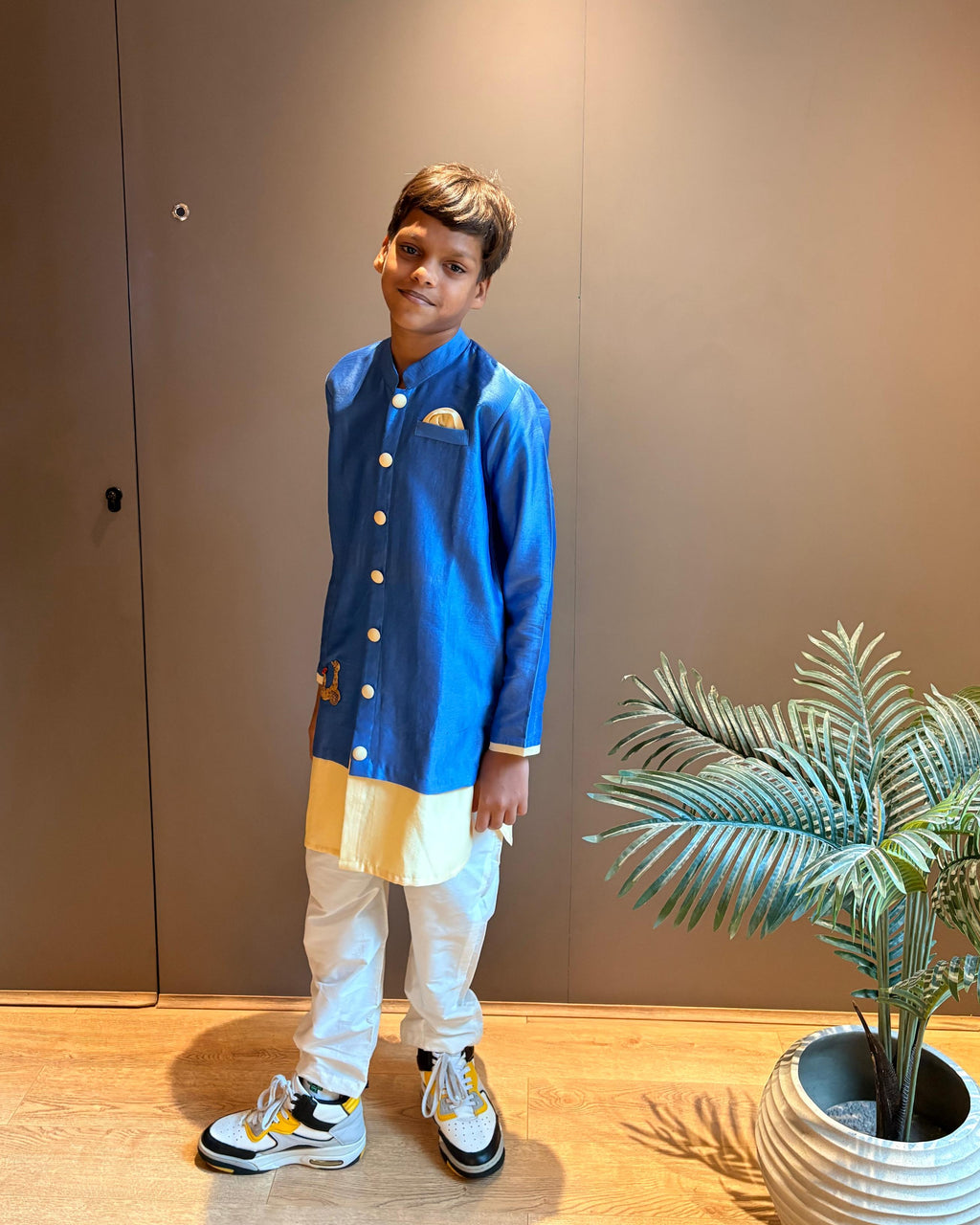 Blue-Yellow Scooty Kurta Set
