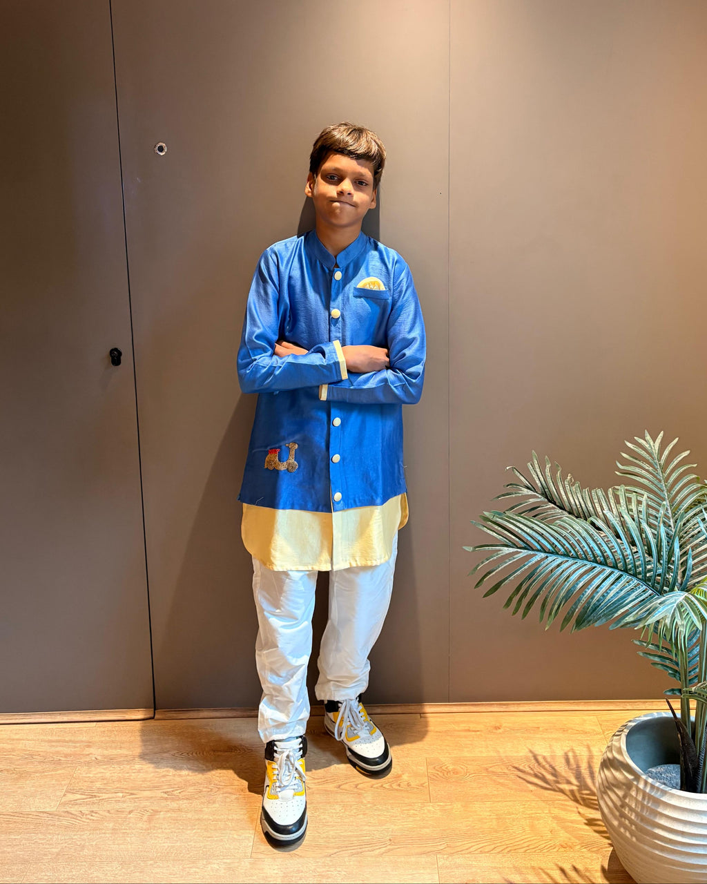 Blue-Yellow Scooty Kurta Set