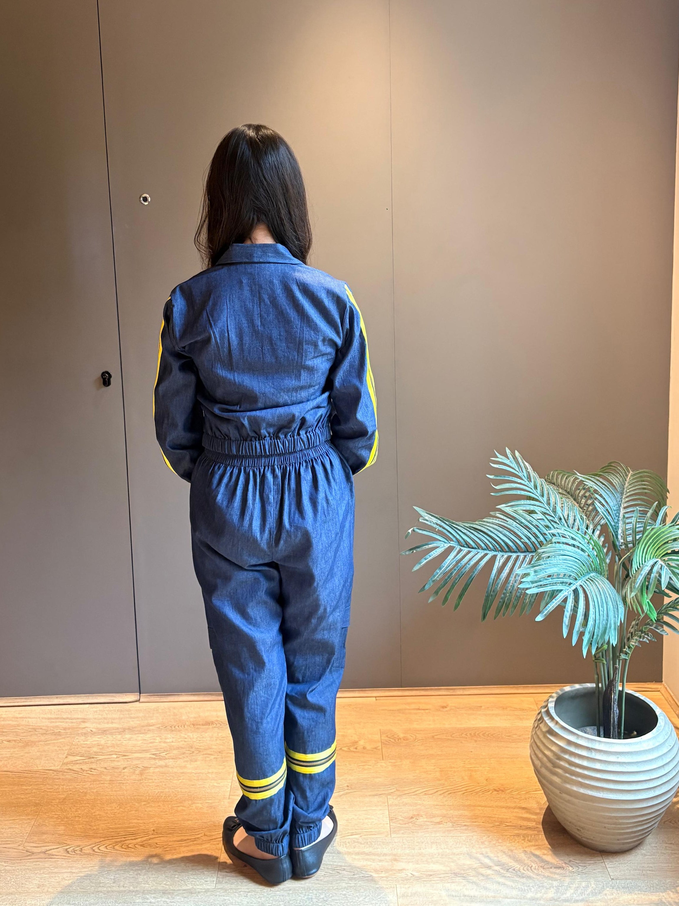 Denim Co-ord Set with Neon Piping