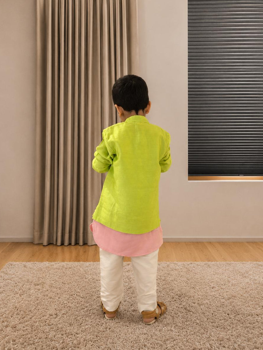 Green-Pink Scooty Kurta Set