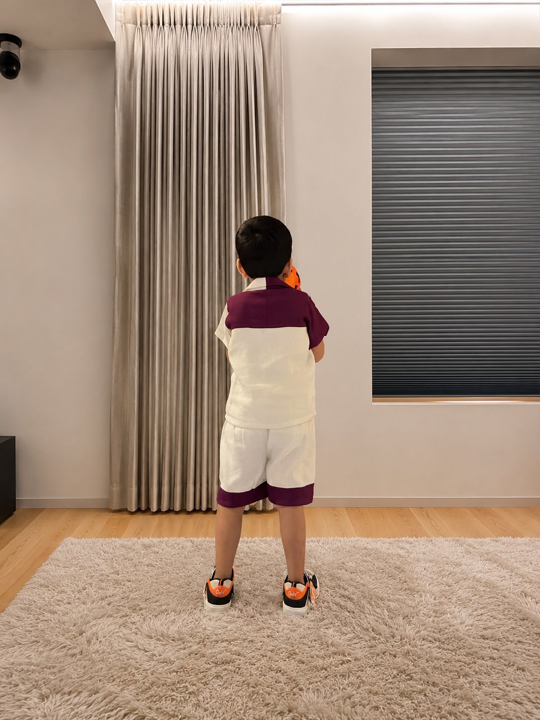 Purple-White Block Co-ord Set