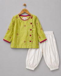 Green Chanderi Bandhani Jacket with Salwar