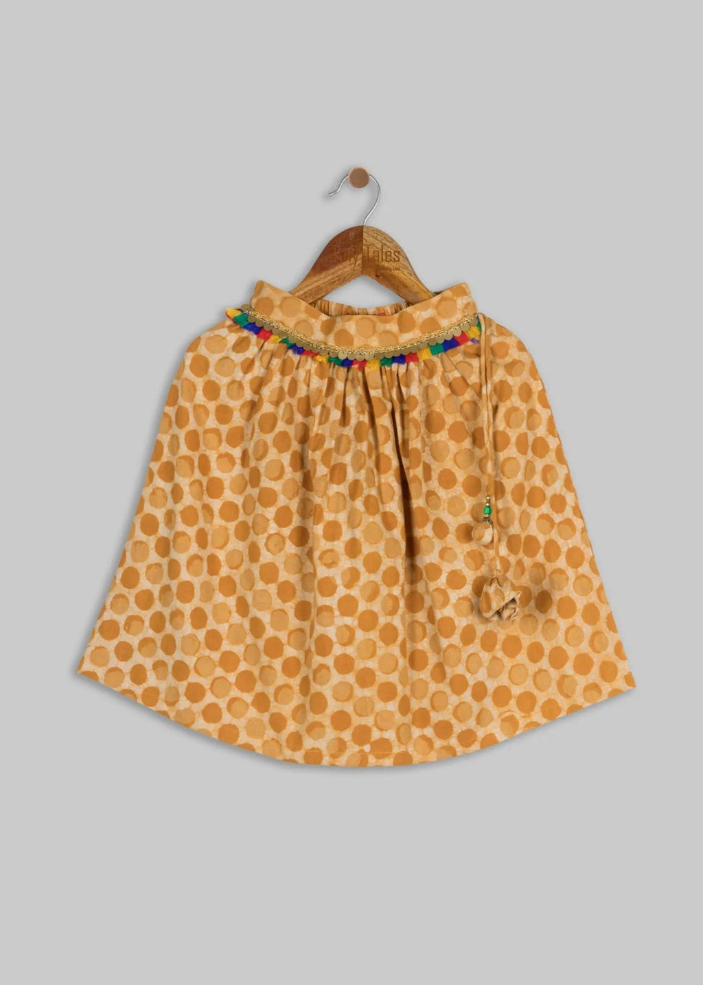 Orange Dabu Skirt Blouse Set - 6-9 Months