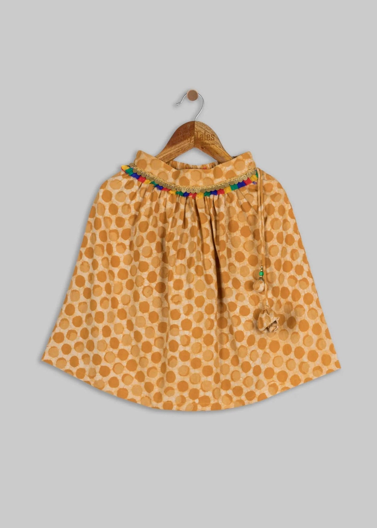 Orange Dabu Skirt Blouse Set - 6-9 Months