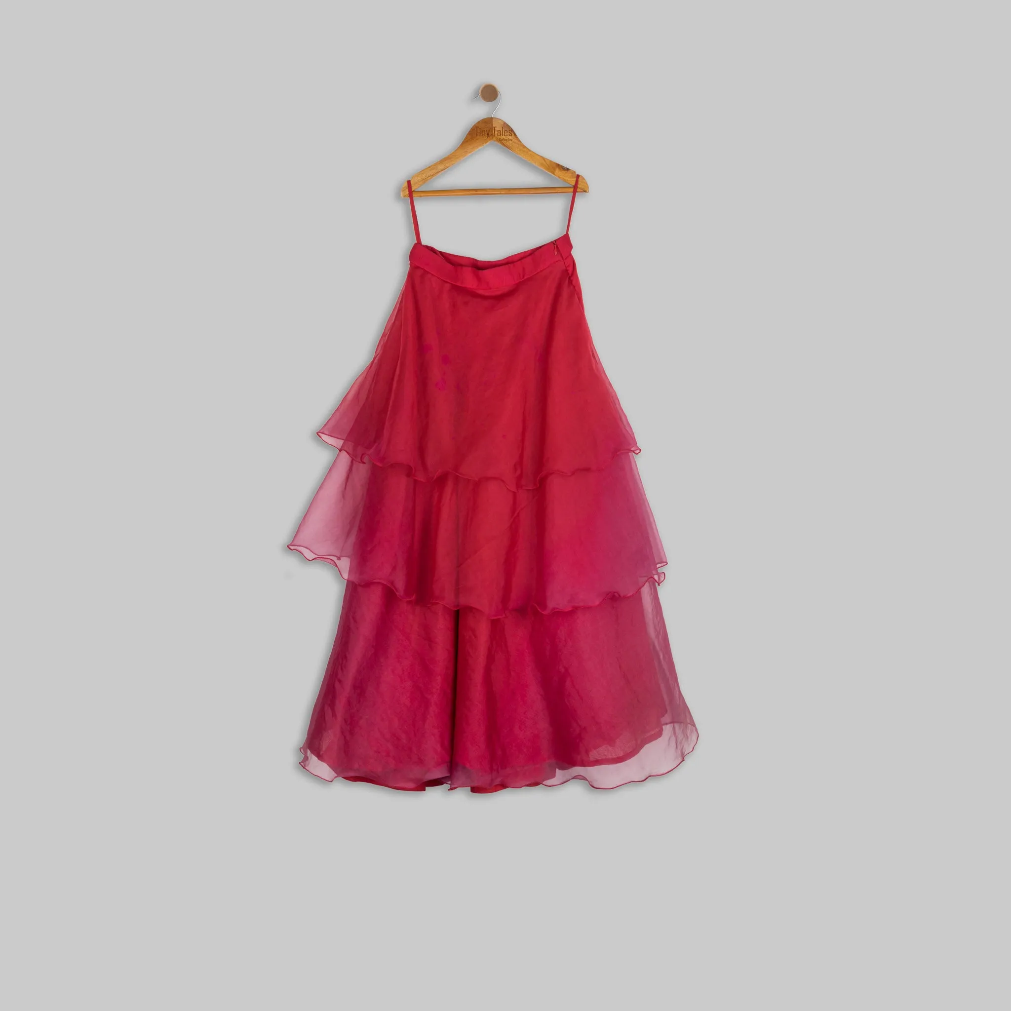 Red Peplum Top with Organza Skirt