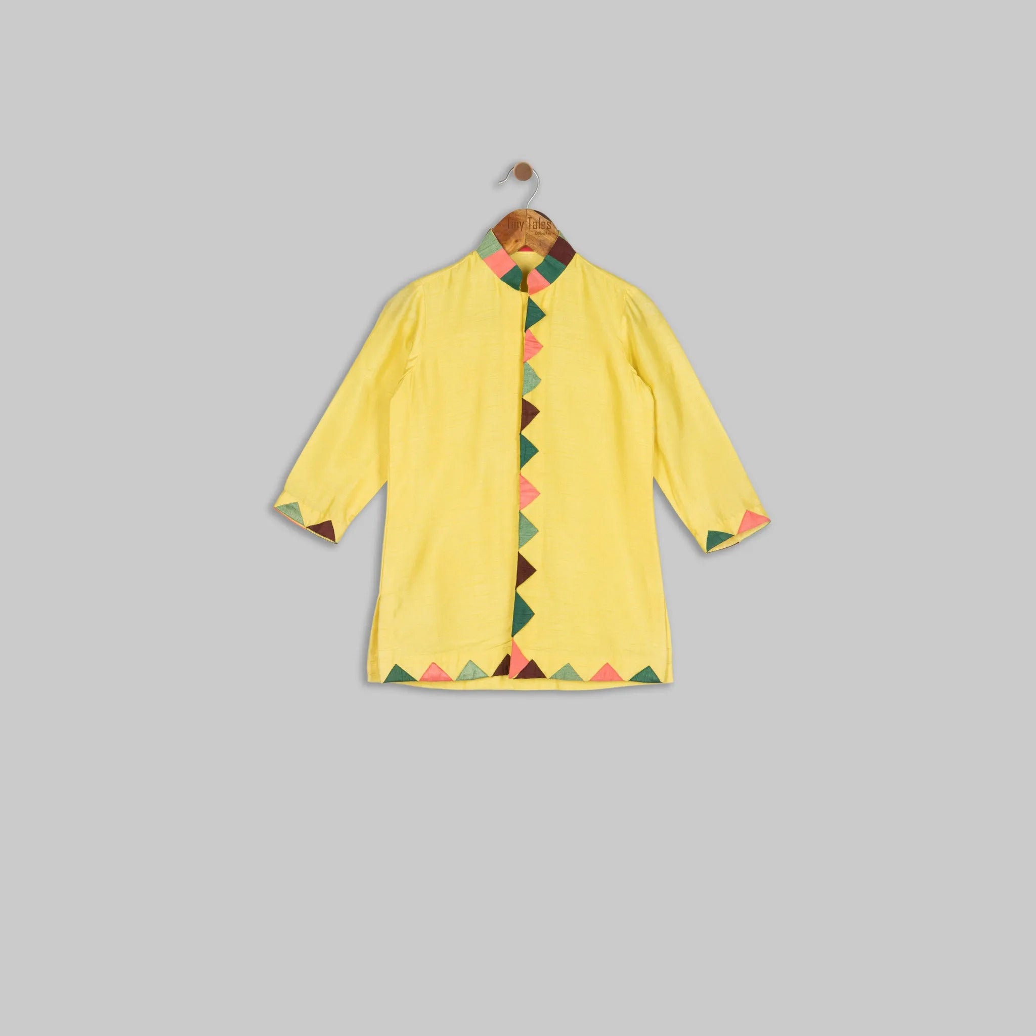 Yellow Triangle Aplique Kurta Set