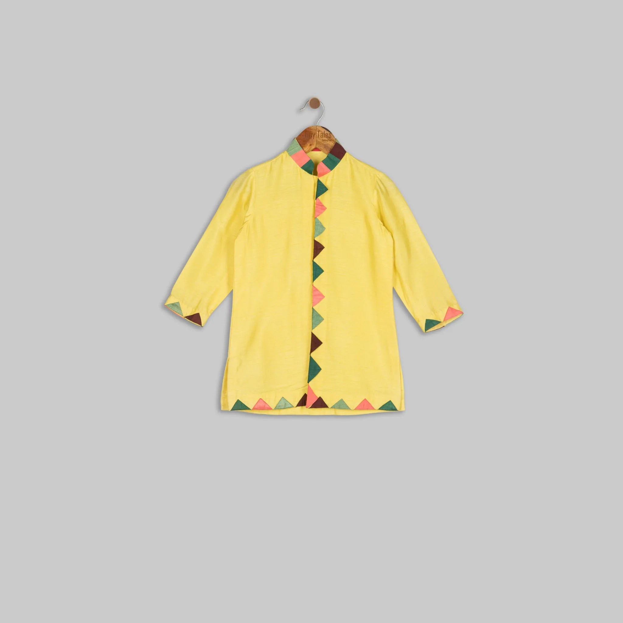 Yellow Triangle Applique Kurta Set