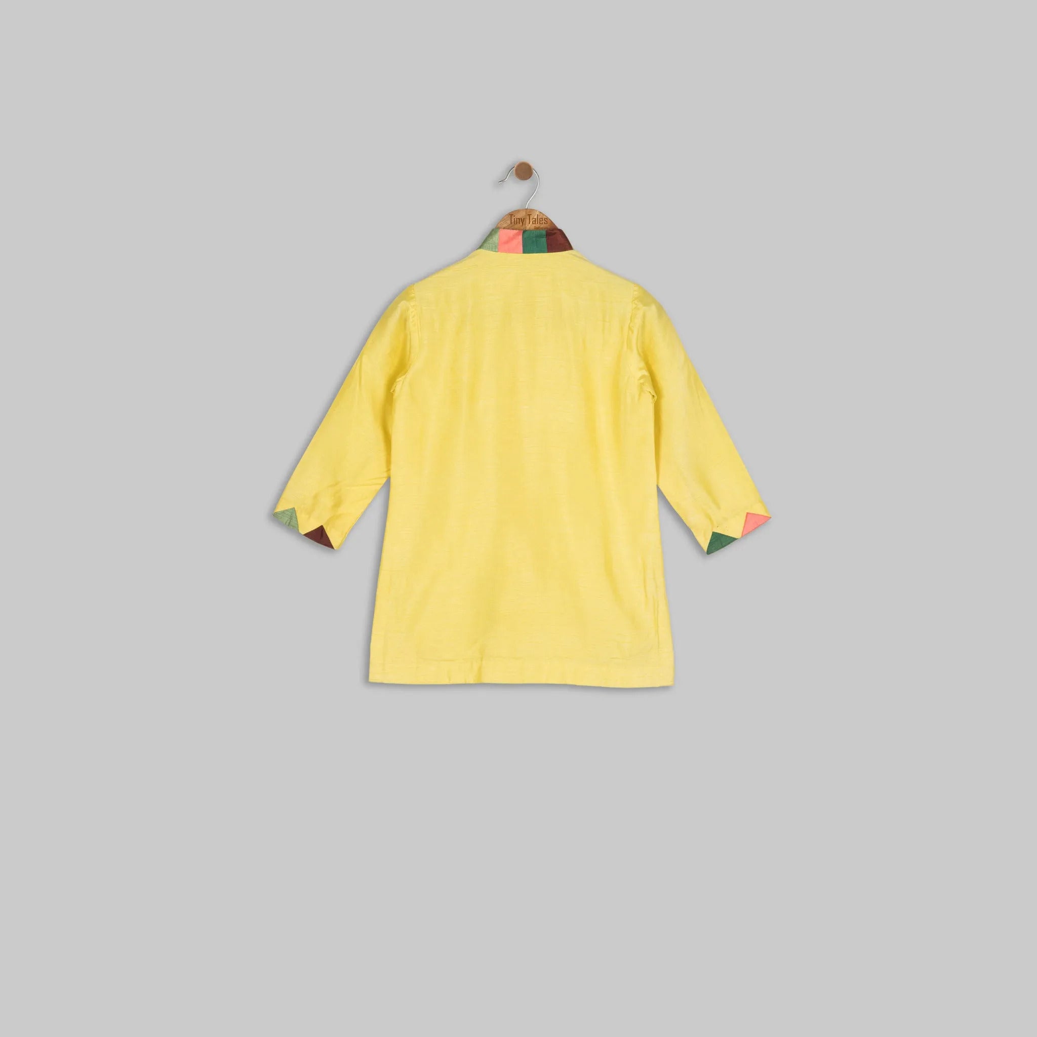 Yellow Triangle Applique Kurta Set