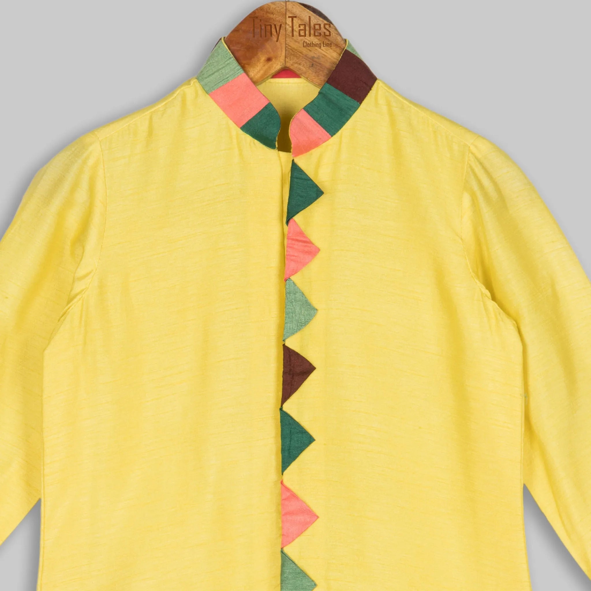 Yellow Triangle Aplique Kurta Set