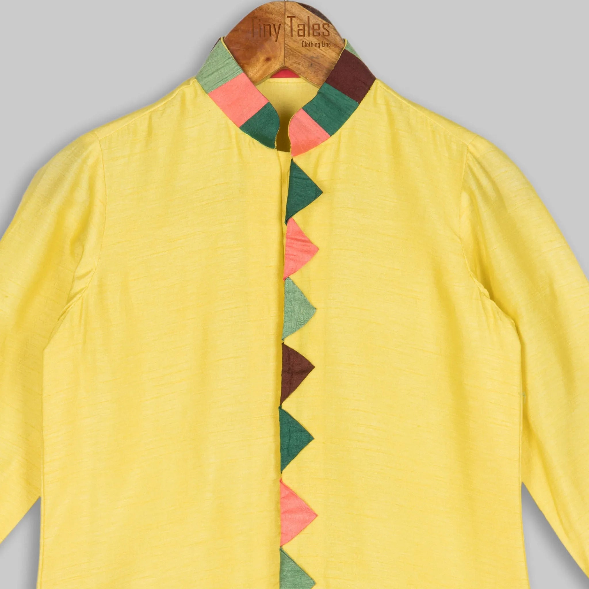 Yellow Triangle Applique Kurta Set
