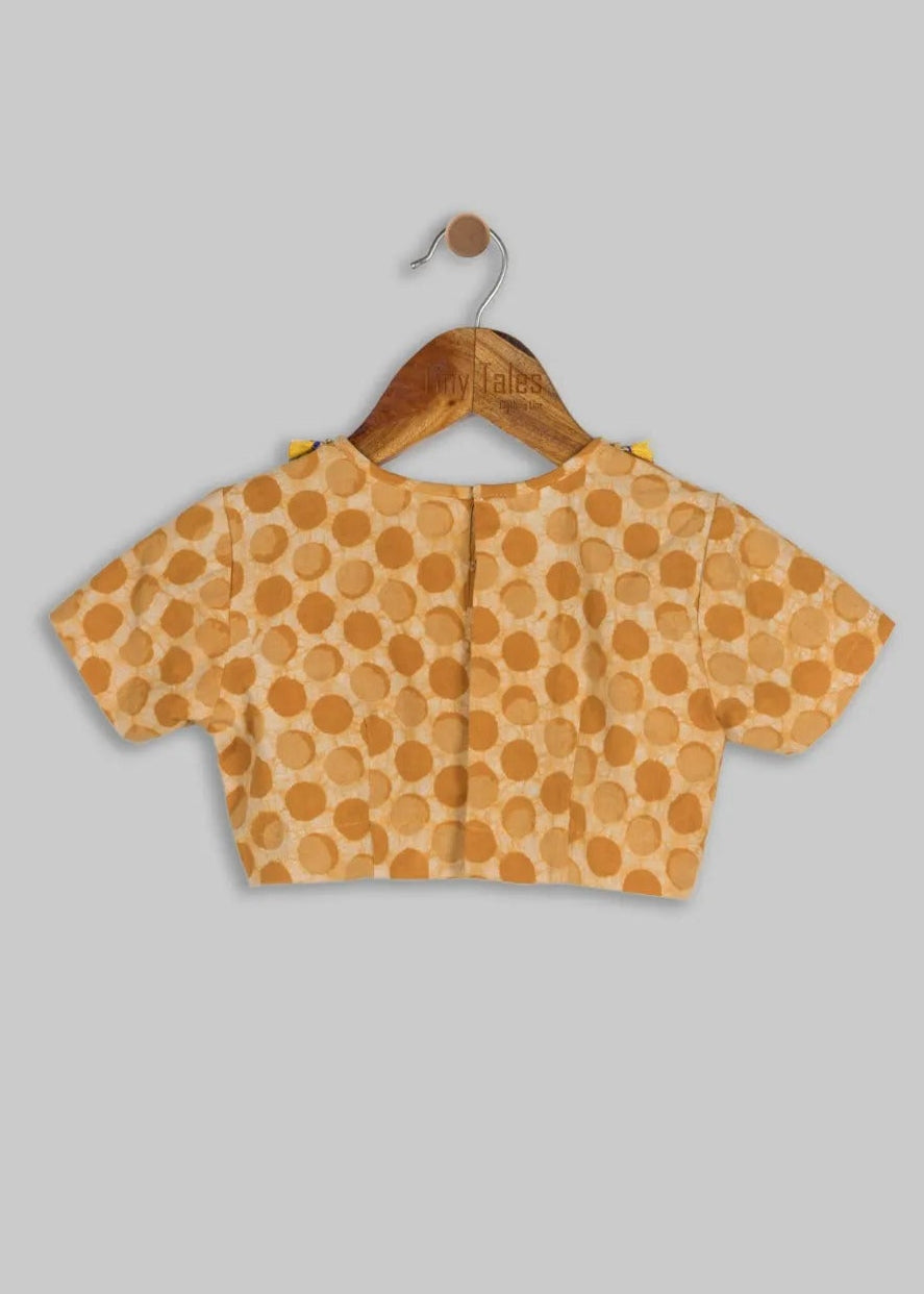 Orange Dabu Skirt Blouse Set - 6-9 Months