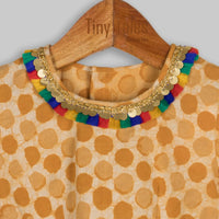 Orange Dabu Skirt Blouse Set - 6-9 Months