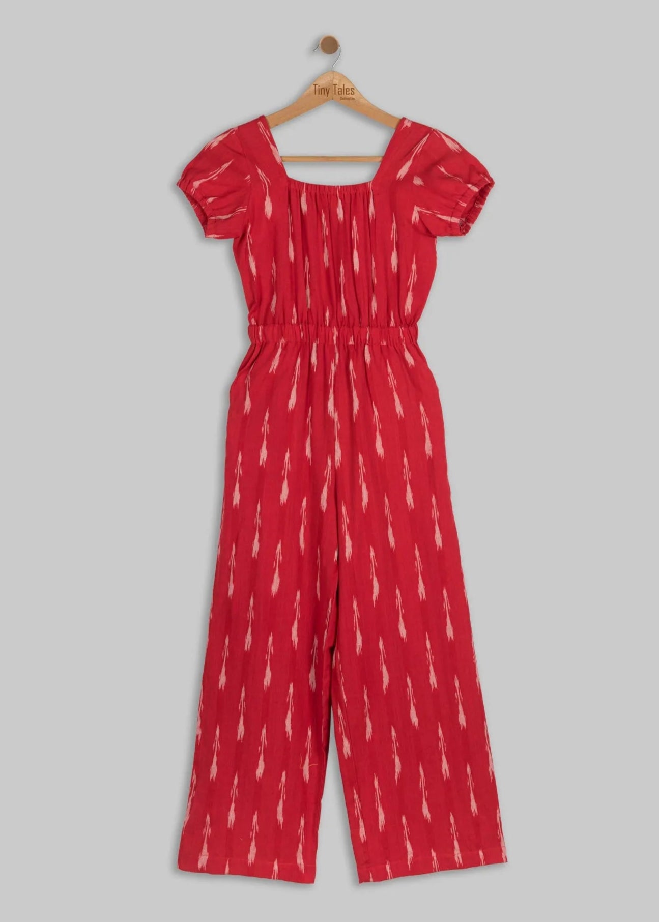 Red Ikkat Jumpsuit - 11 Yrs