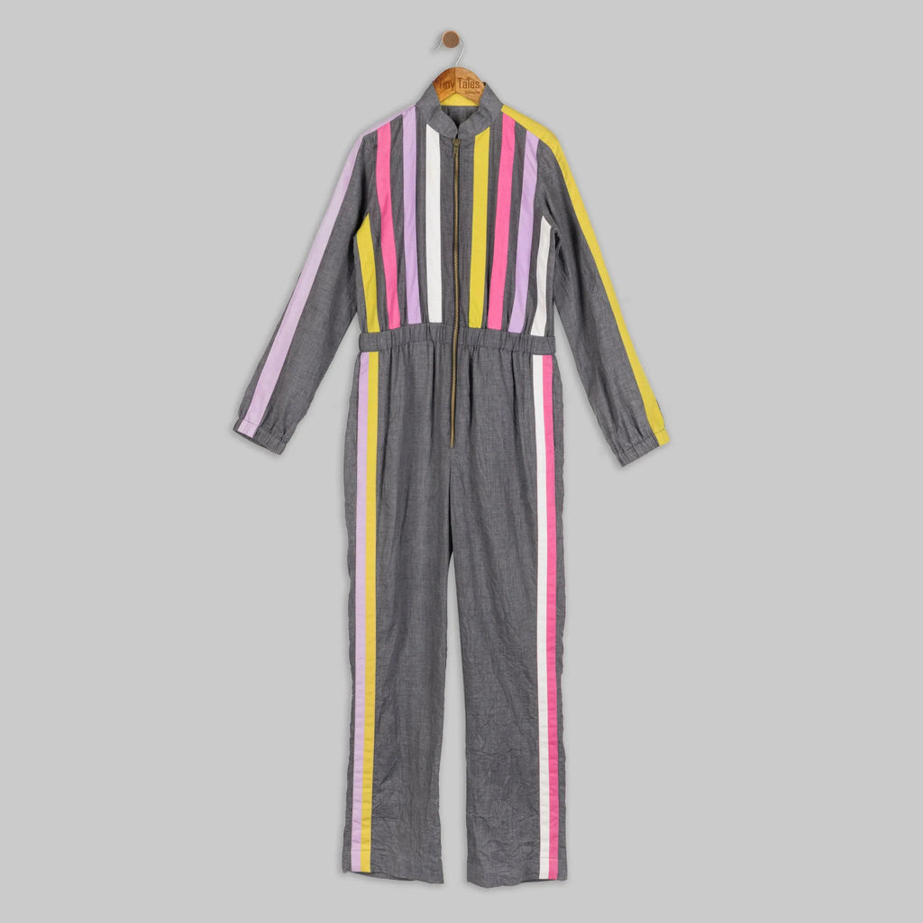 Multicolored Panelled Jumpsuit - 10 Yrs