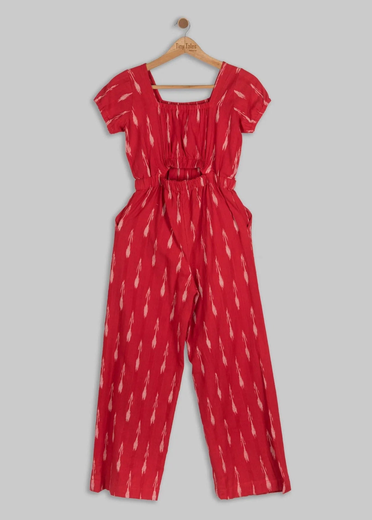 Red Ikkat Jumpsuit - 11 Yrs
