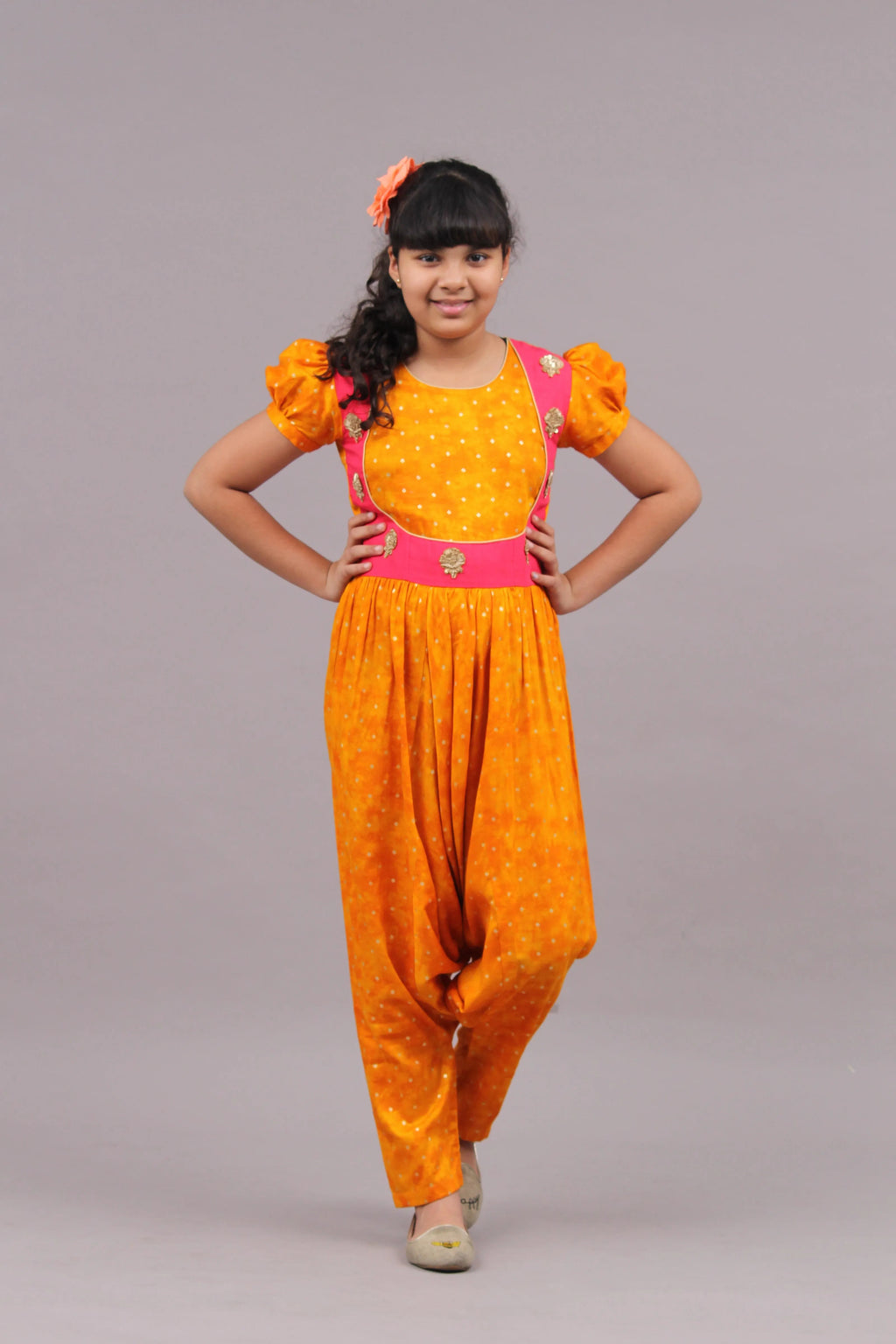 Mustard Low Crotch Jumpsuit - 12 Yrs