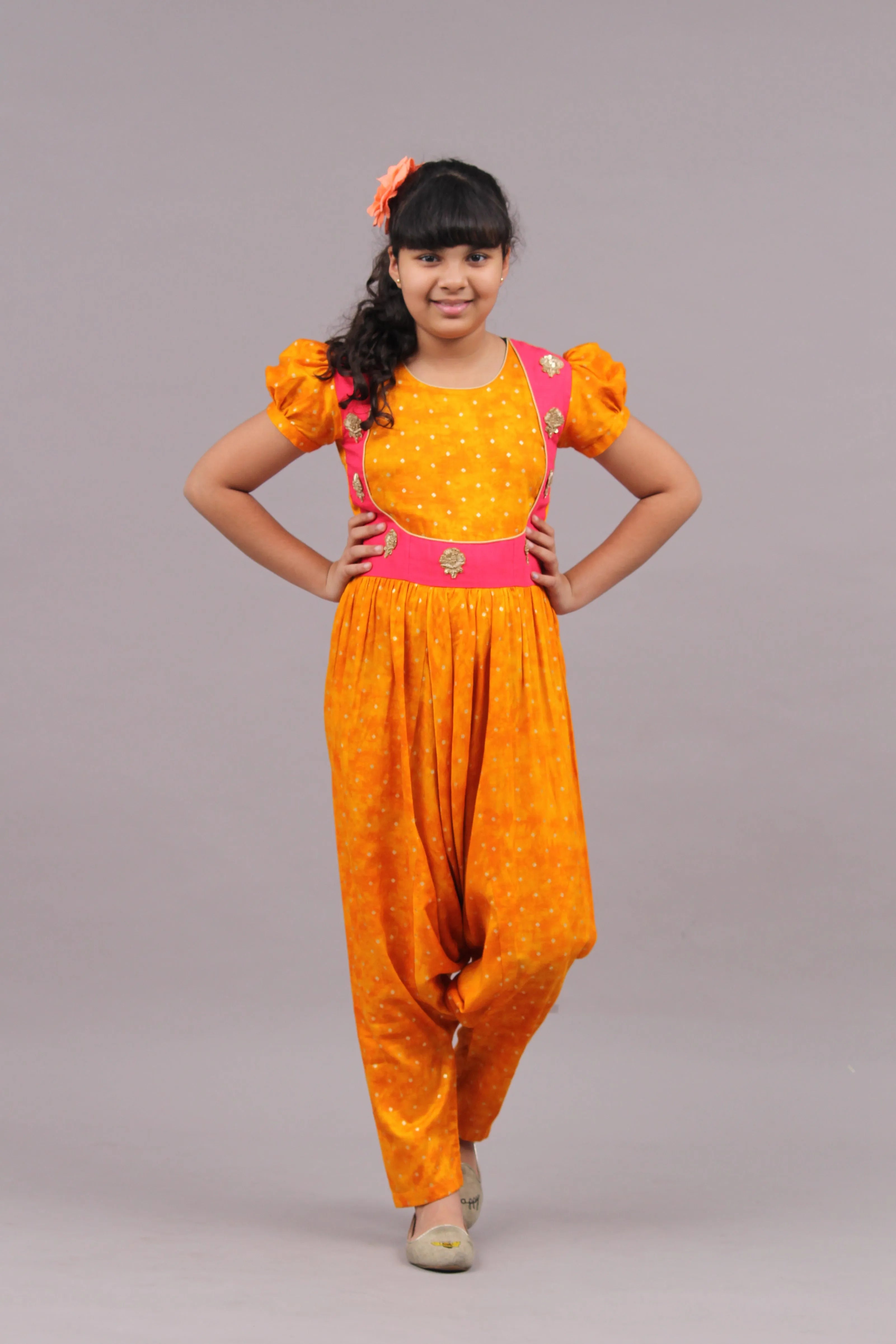 Mustard Low Crotch Jumpsuit - 12 Yrs
